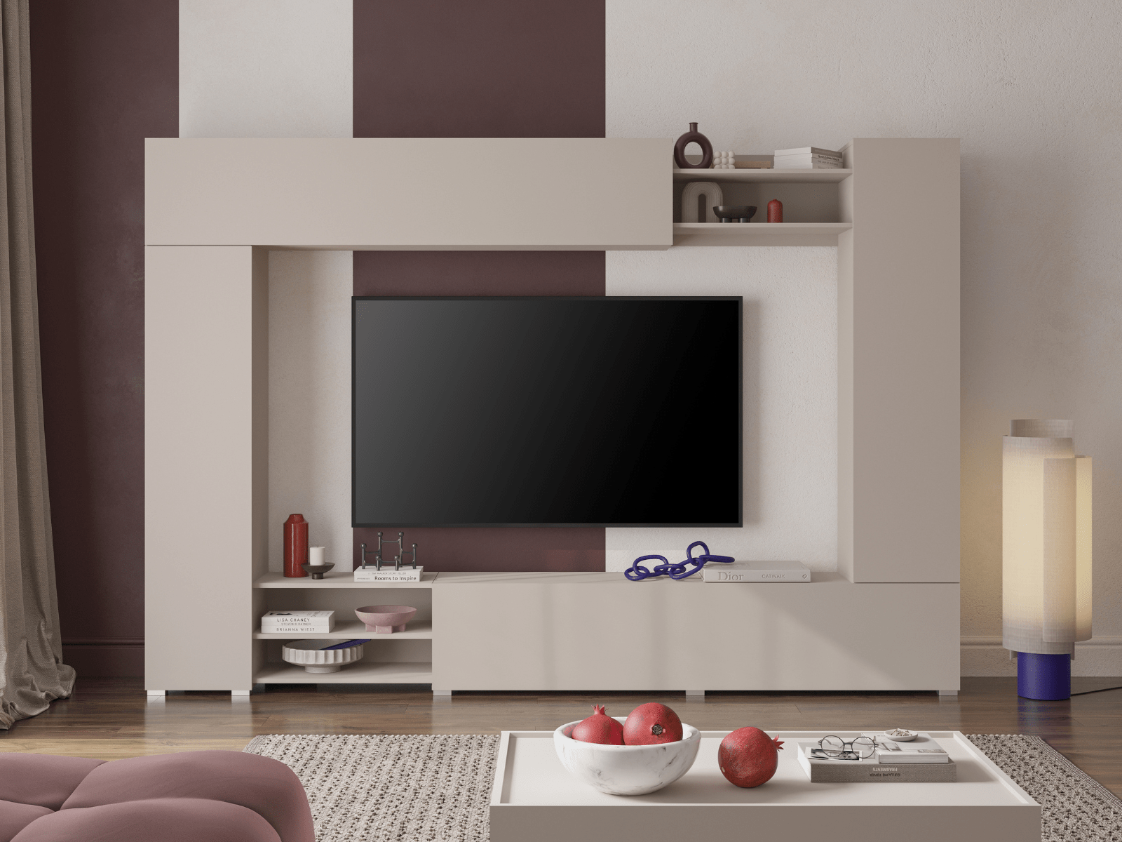 Mur TV-hifi VELODIA 270 cm cachemire