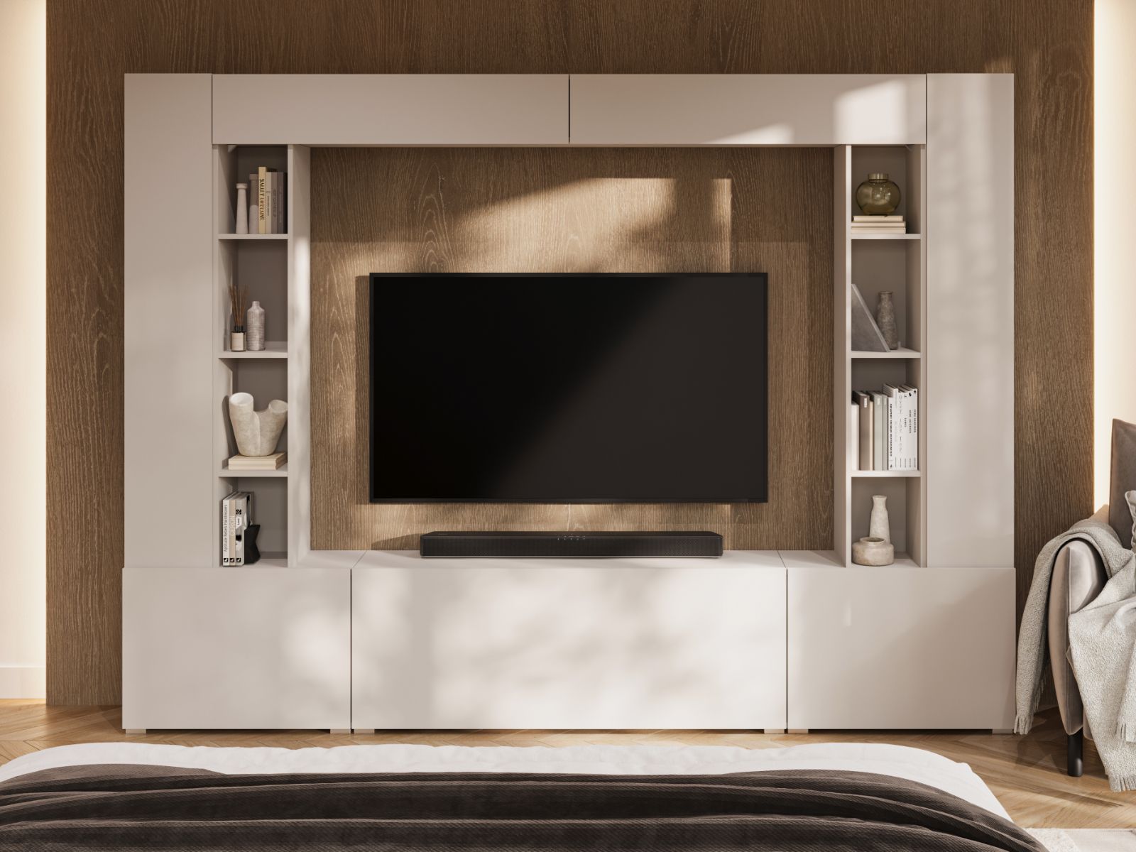 Mur TV-hifi AUREA 261 cm cachemire