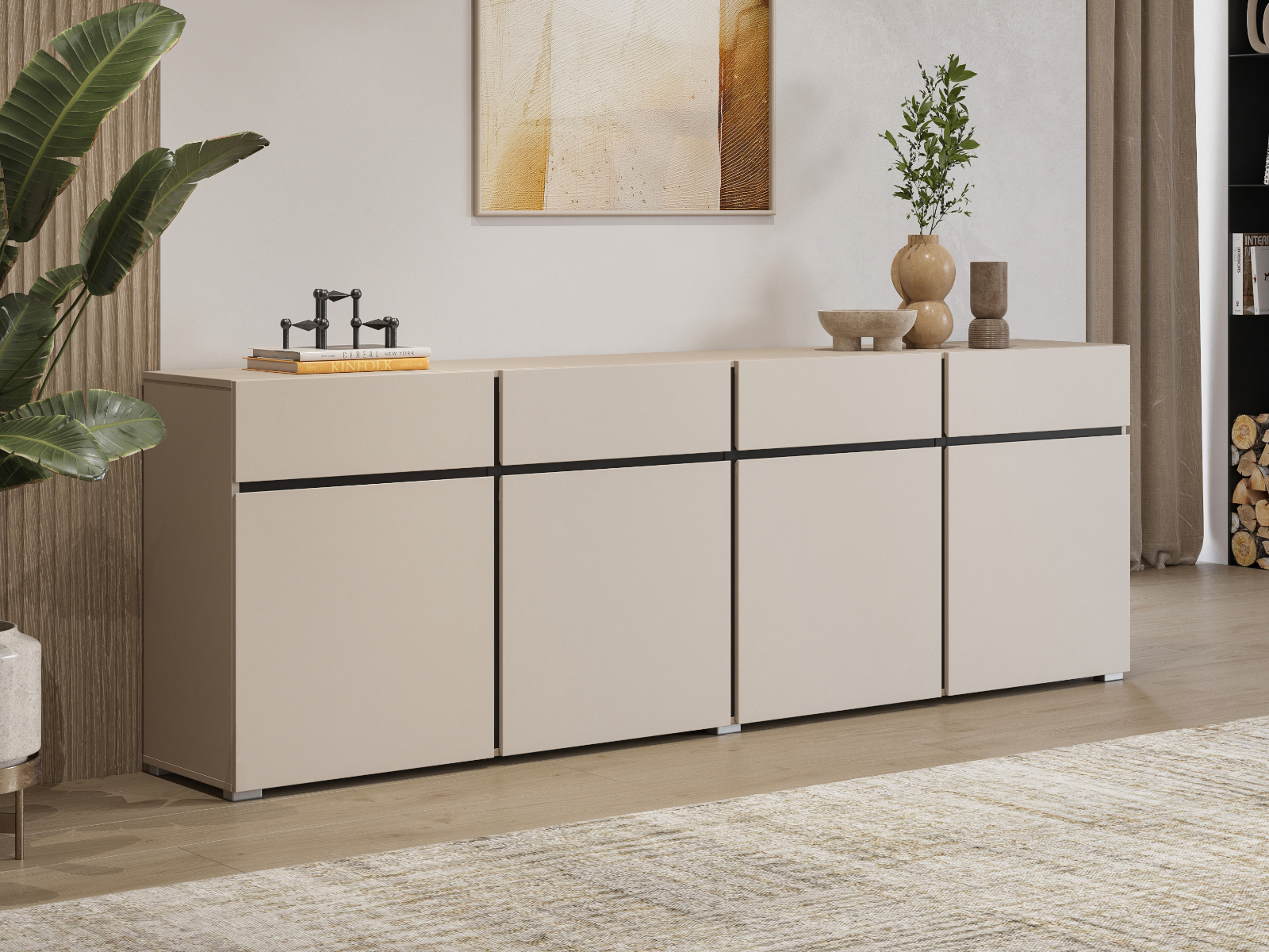Buffet/bahut CROSSAIR 4 portes 4 tiroirs cachemire