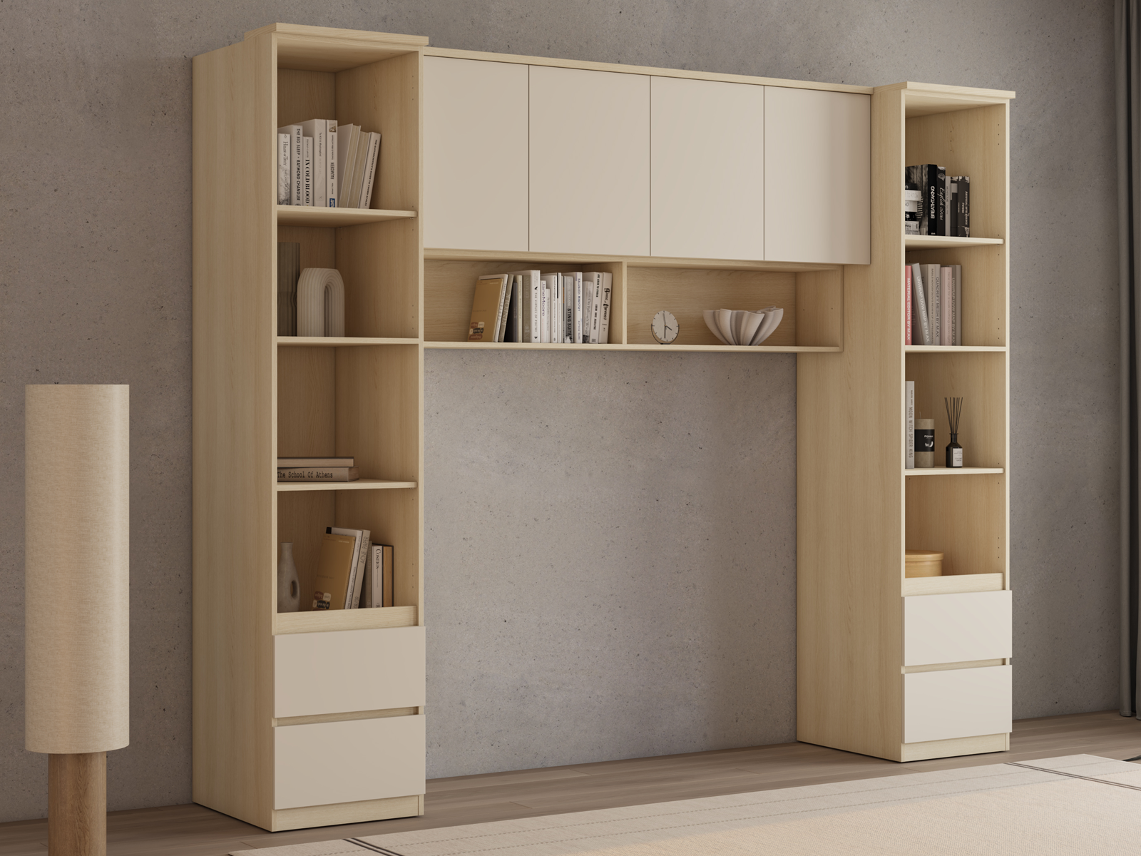 Pont de lit THEODORA 160 cm chêne lindberg/sable ouvert