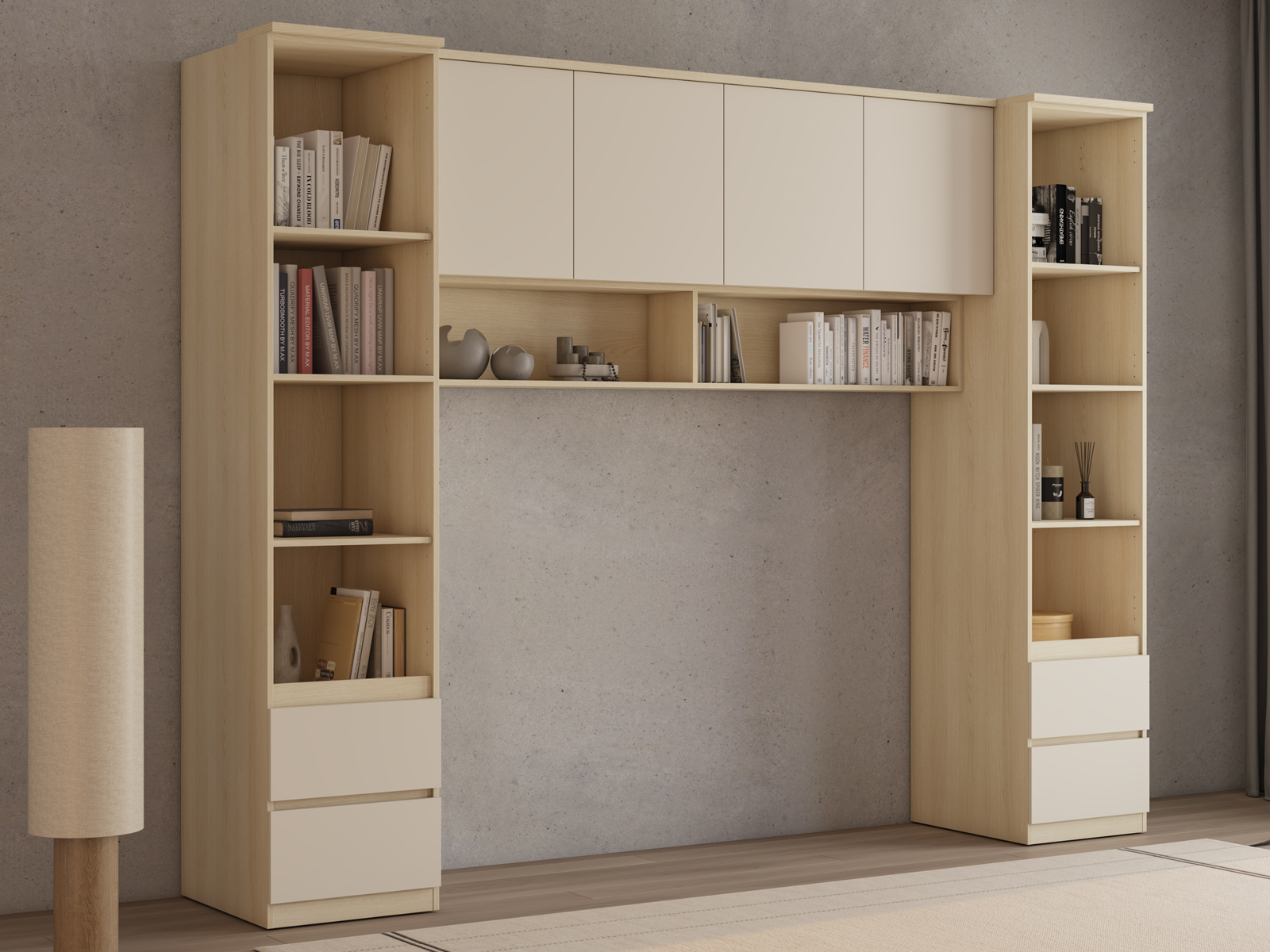 Pont de lit THEODORA 180 cm chêne lindberg/sable ouvert