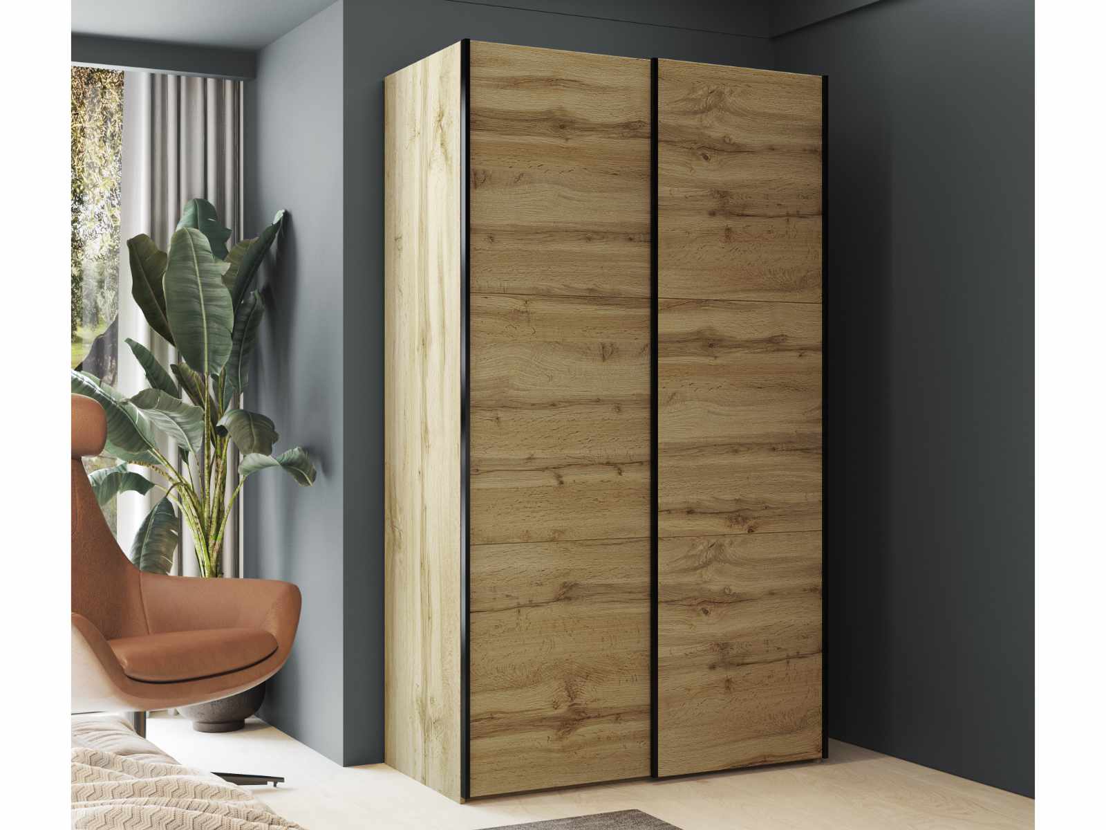 Armoire EZEKIEL 2 portes coulissantes chêne wotan