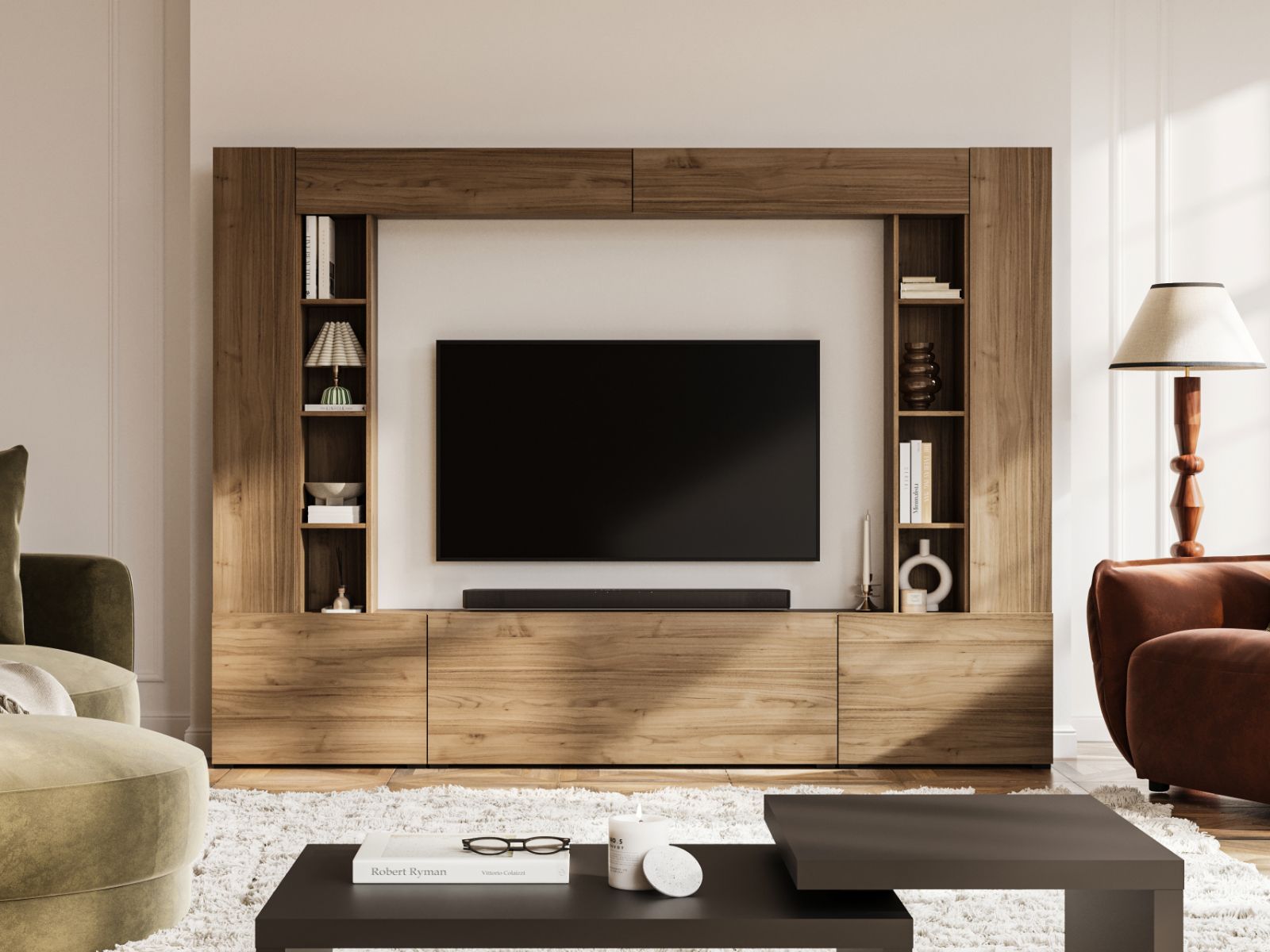 Mur TV-hifi AUREA 261 cm noyer