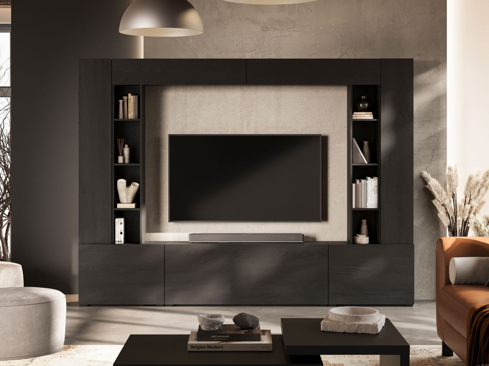 Mur TV-hifi AUREA 261 cm bois graphite