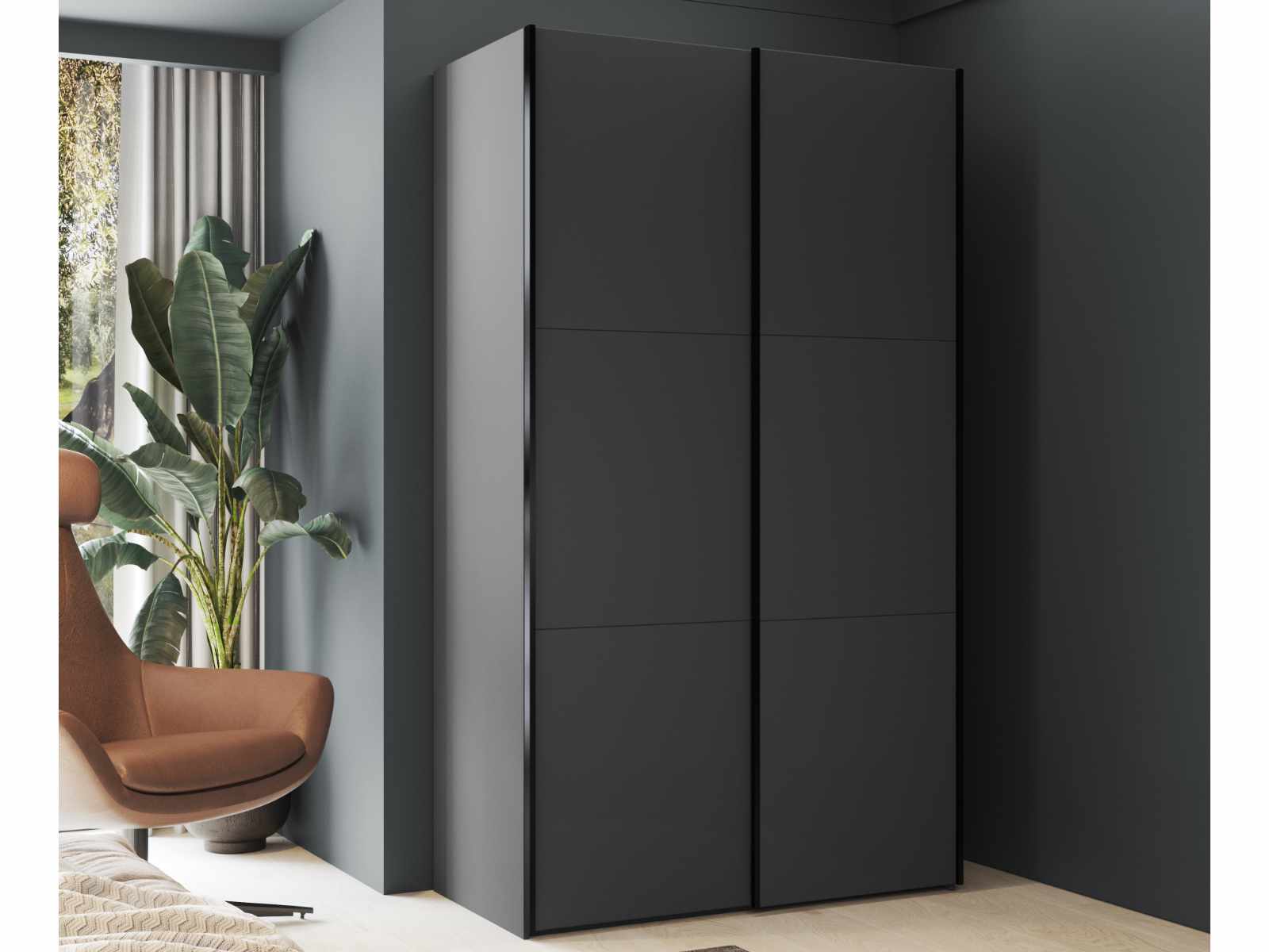 Armoire EZEKIEL 2 portes coulissantes noir