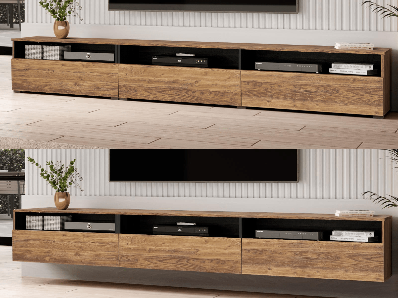 Meuble tv-hifi BABEL II 3 portes 3 niches appenzeller