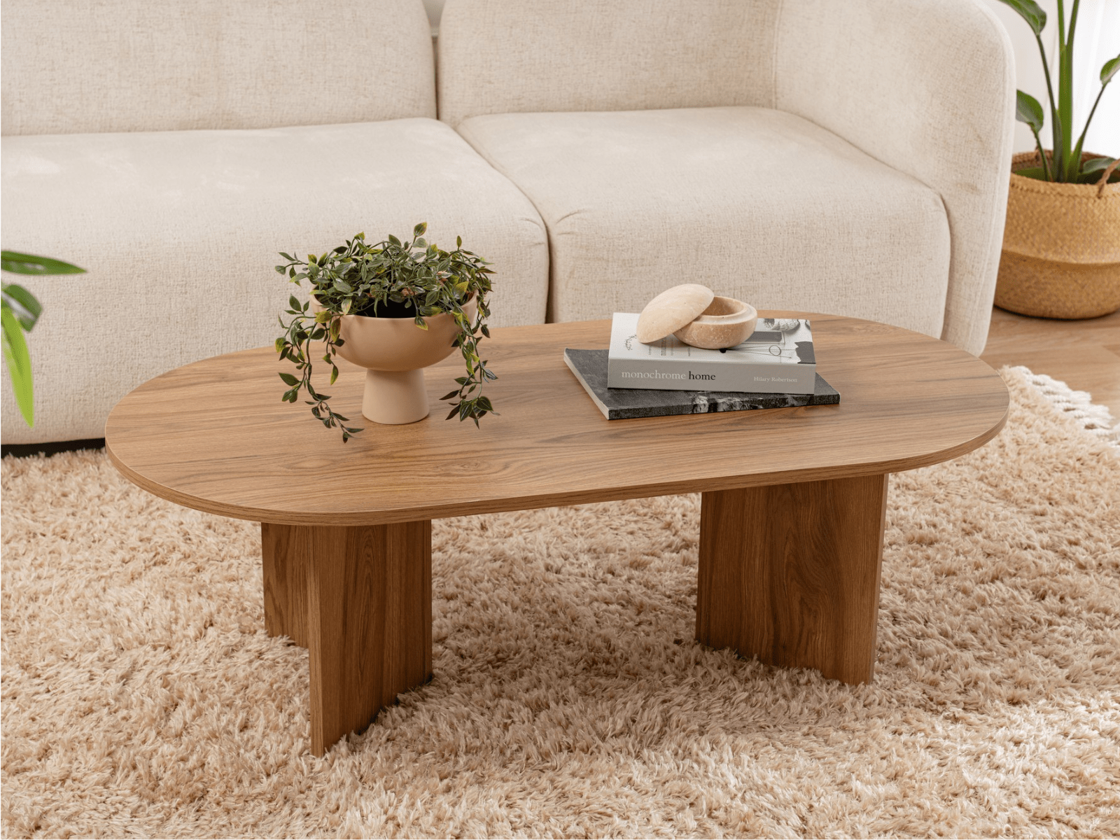 Table basse ovale OVALINO 120 cm brun