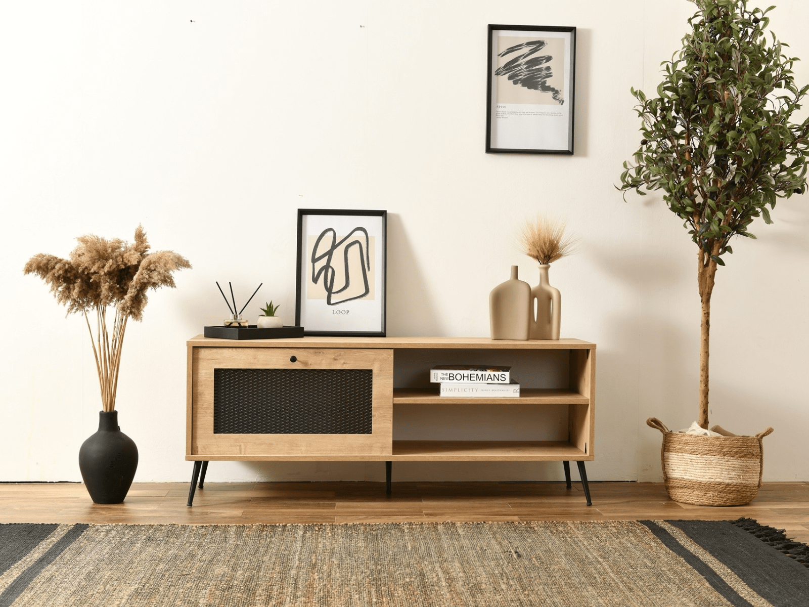 Meuble tv-hifi WIRONIA 140 cm chêne brun