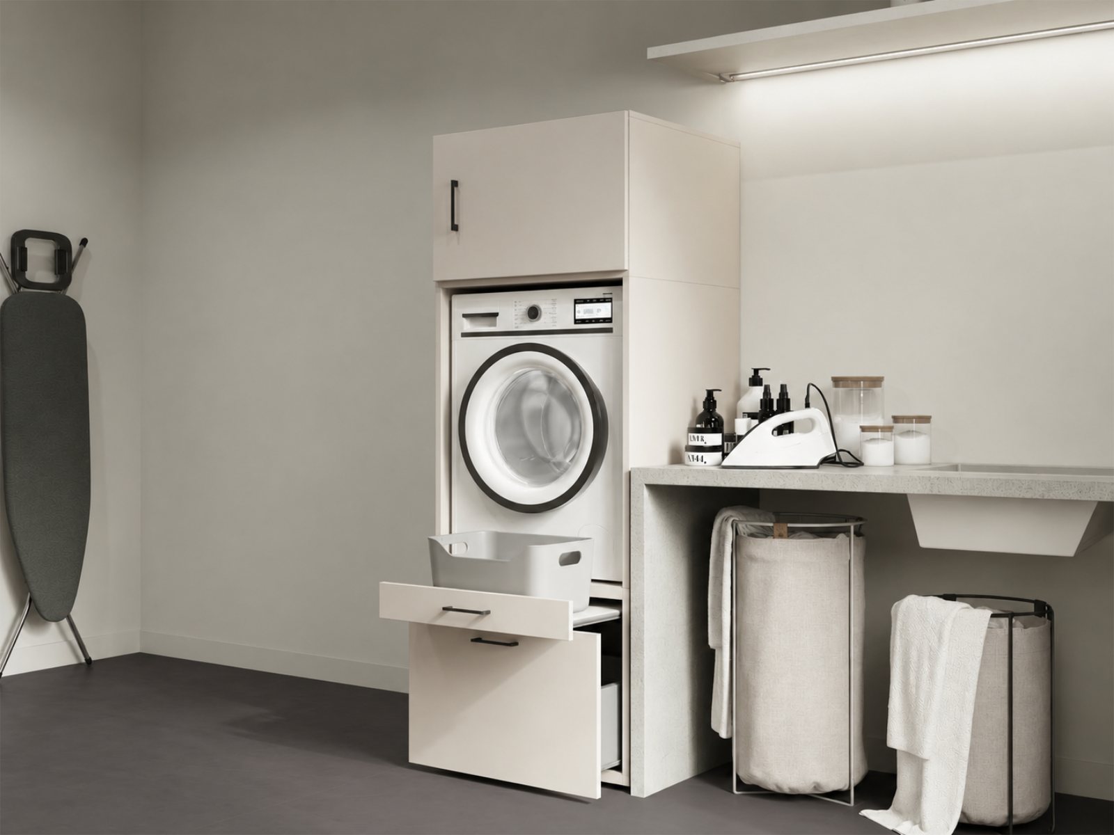 Meuble WASHING 1 machine cachemire avec 1 surmeuble