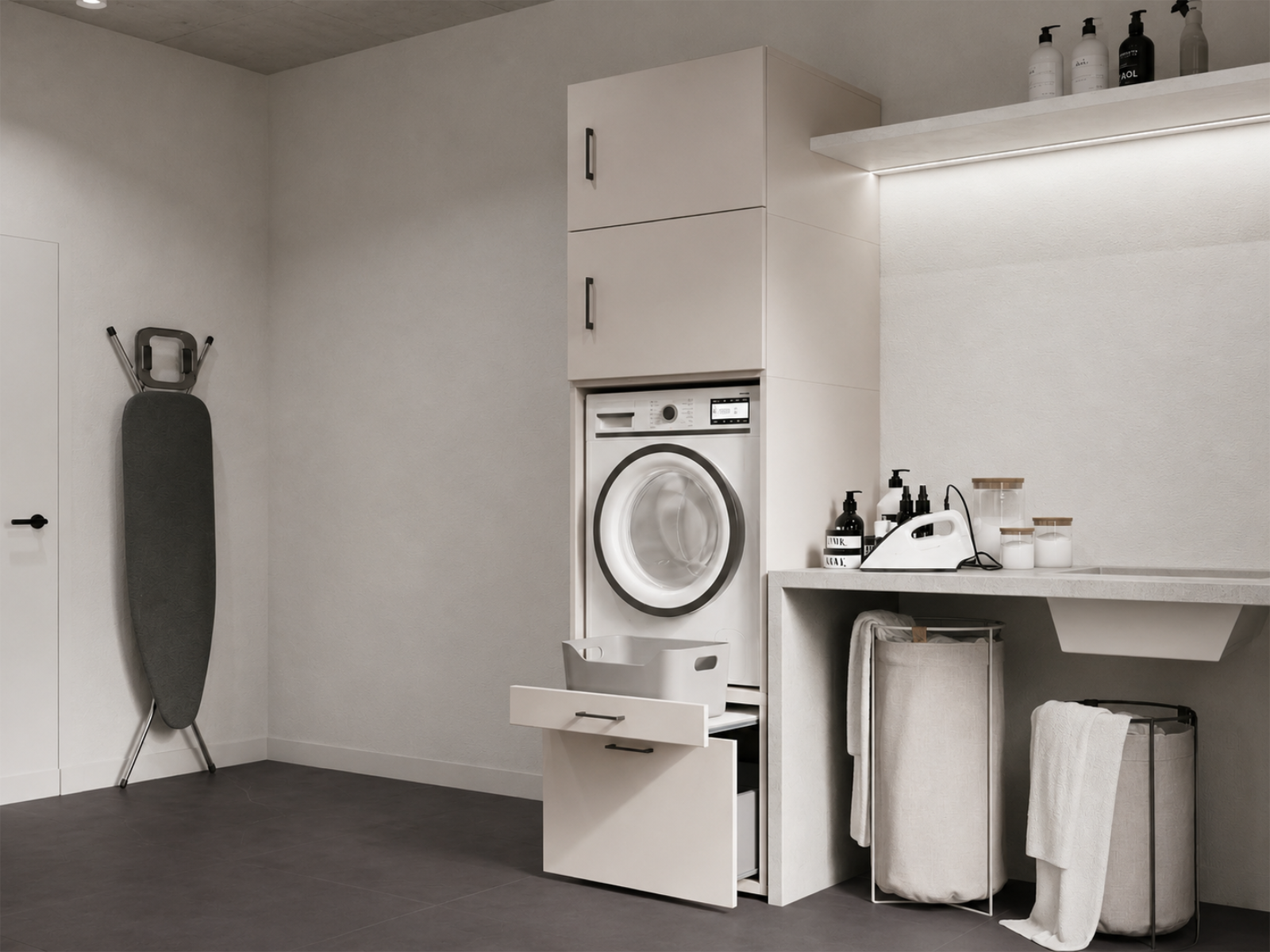 Meuble WASHING 1 machine cachemire avec 2 surmeubles