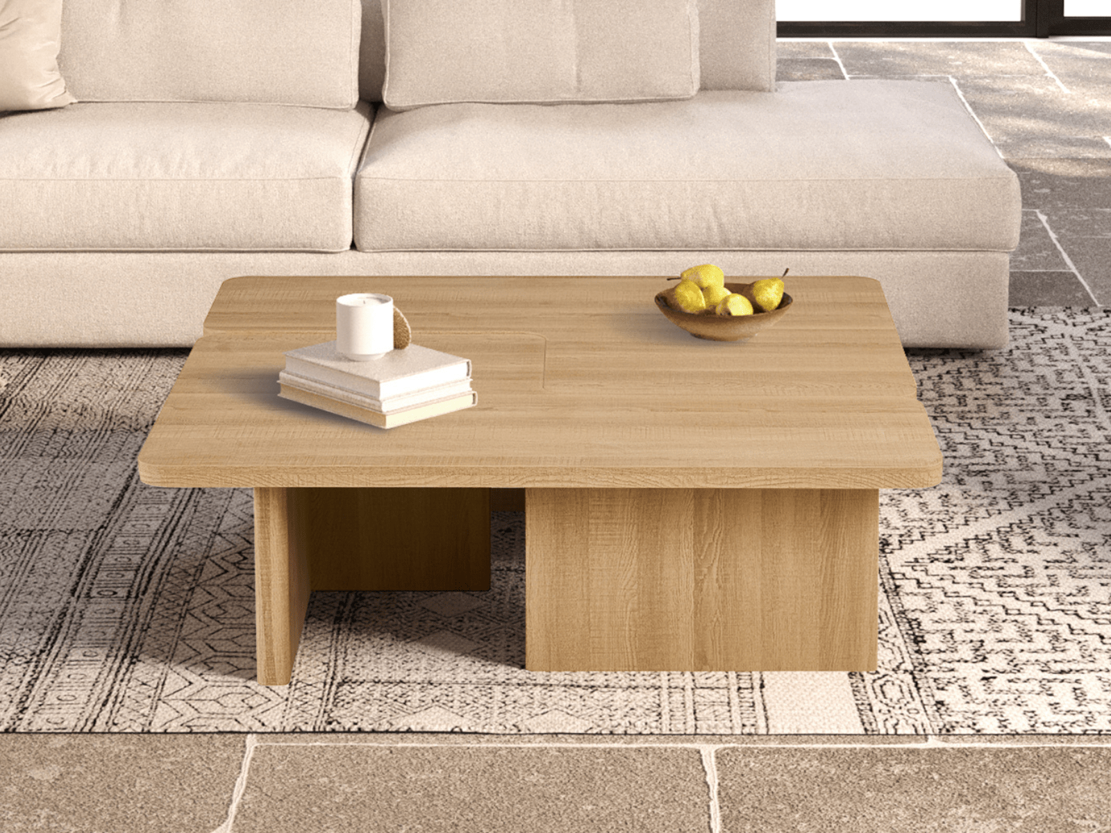 Table basse ROLENO 120 cm chêne naturel