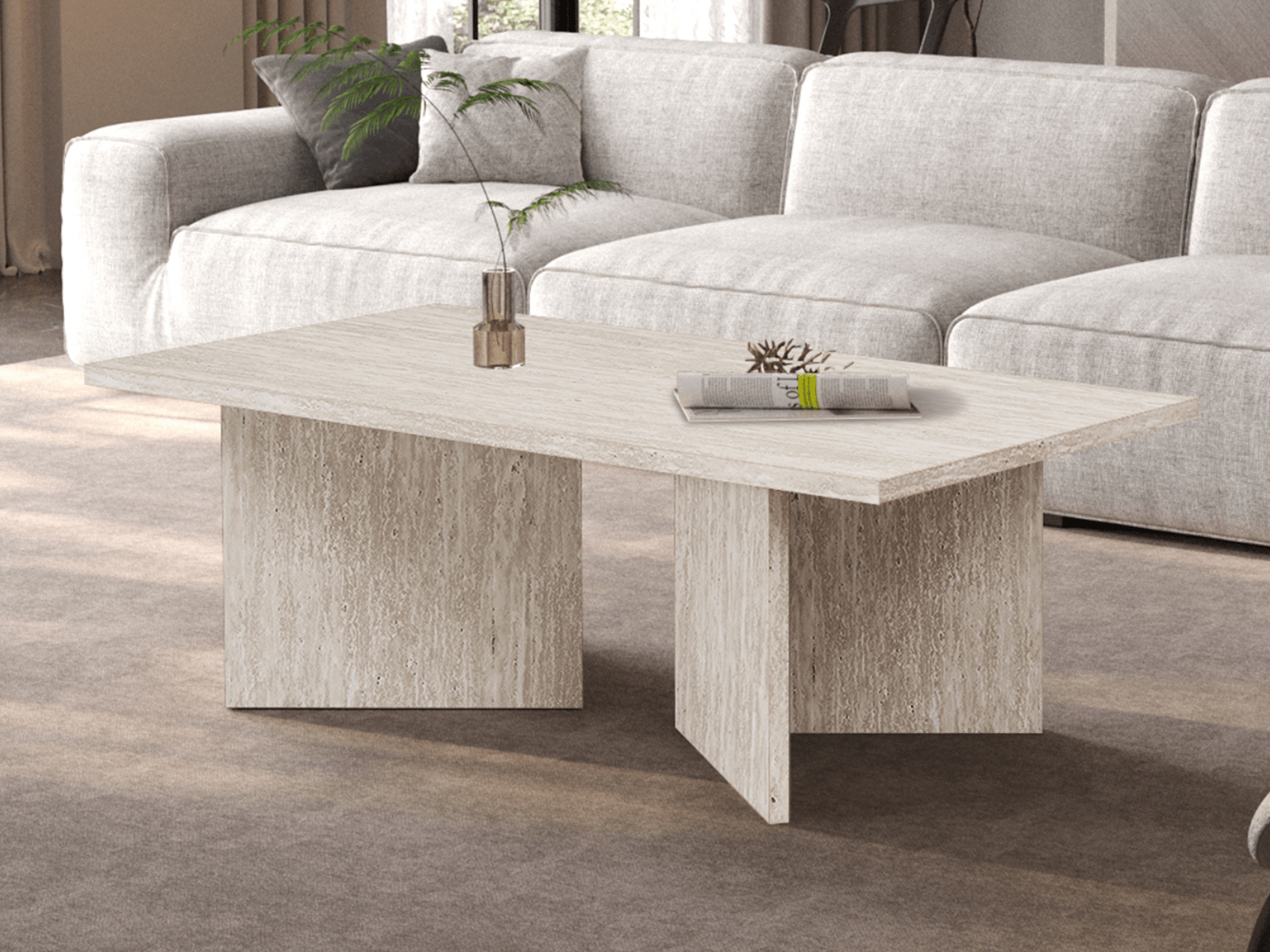 Table basse LIBA 125 cm travertin beige