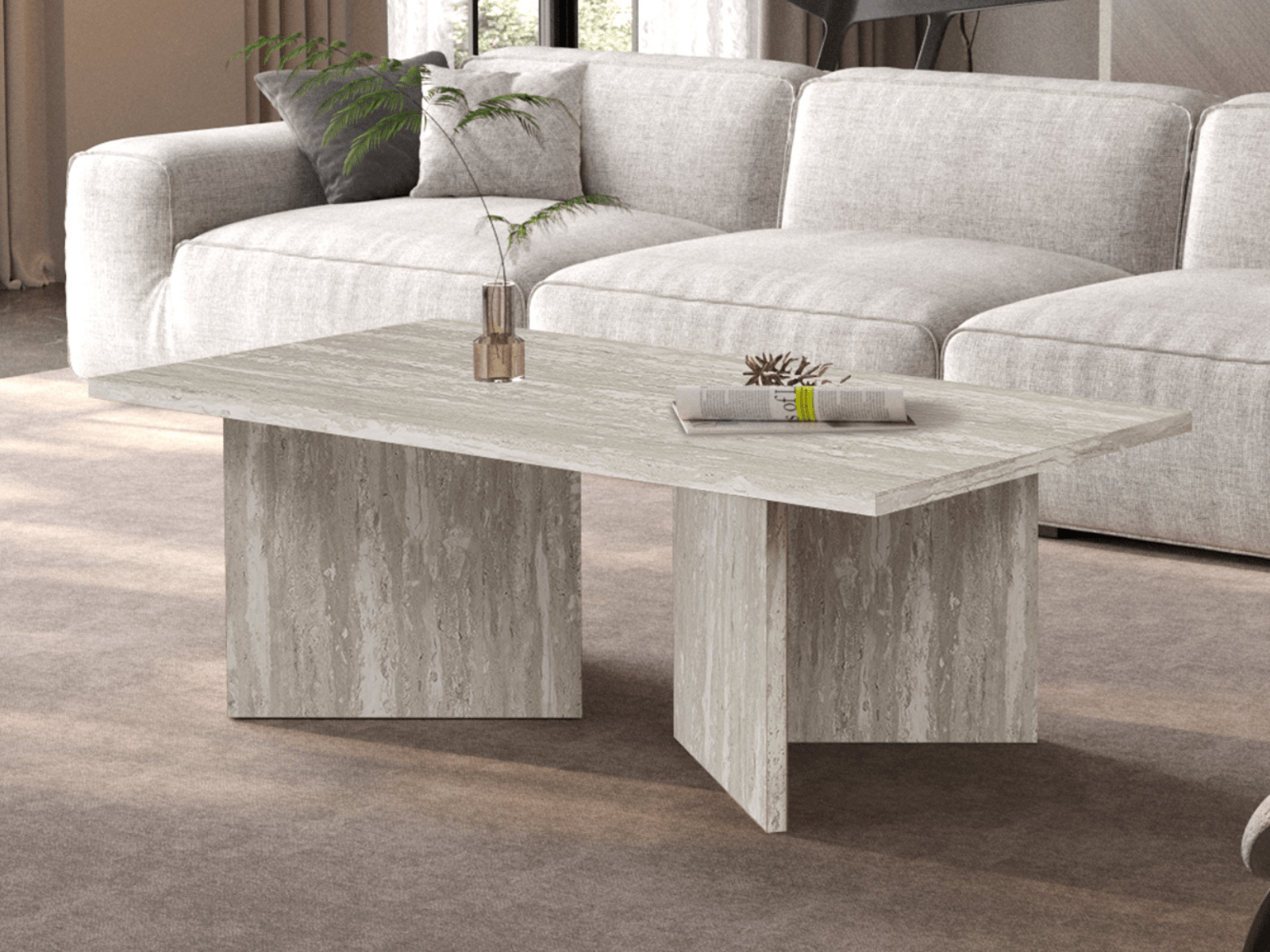 Table basse LIBA 125 cm travertin gris