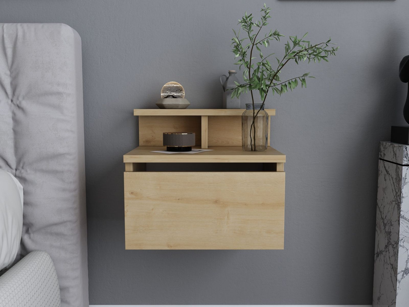 Chevet suspendu ALICIA 1 porte chêne