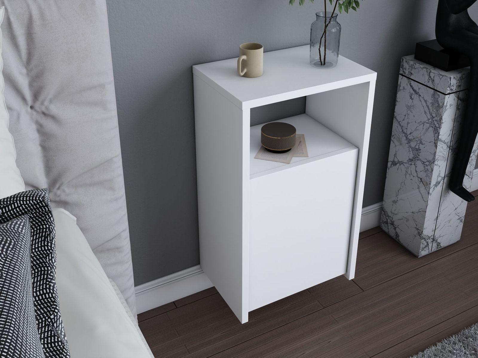 Chevet suspendu CALIN 1 porte blanc