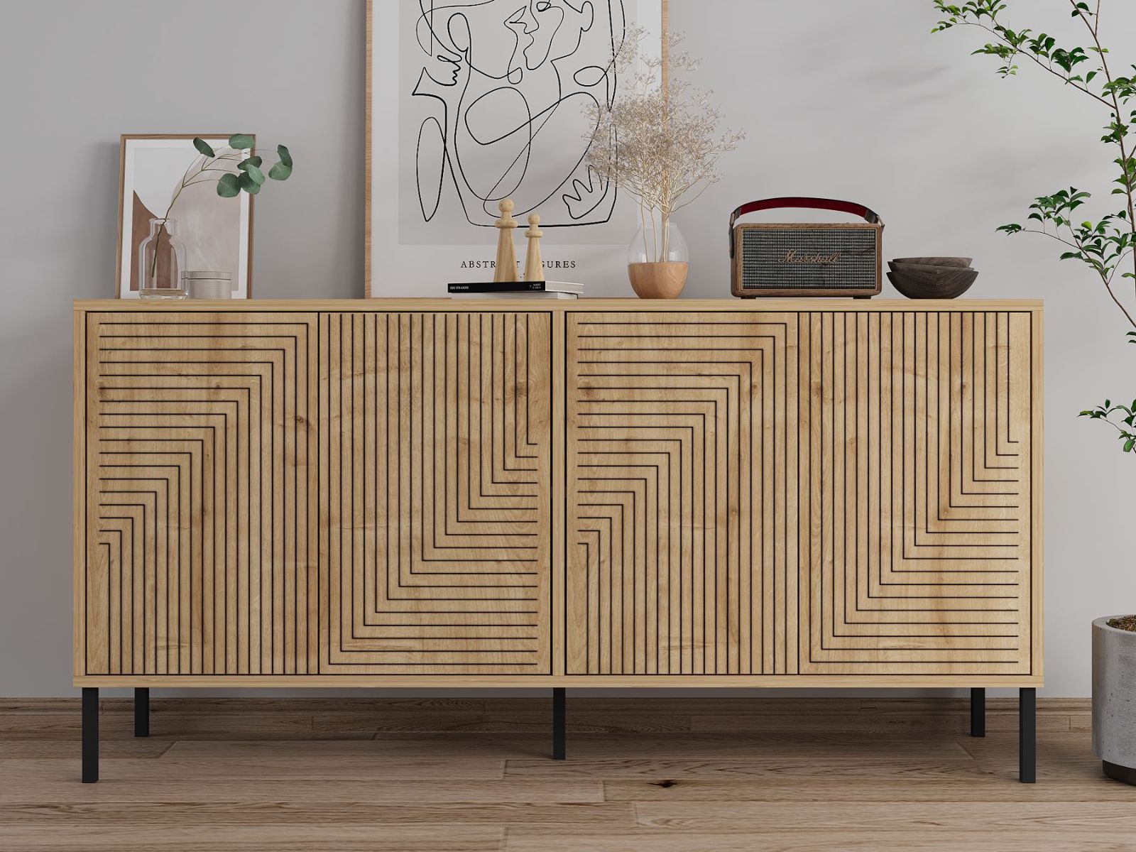 Buffet/bahut EVOLI 4 portes chêne saphire