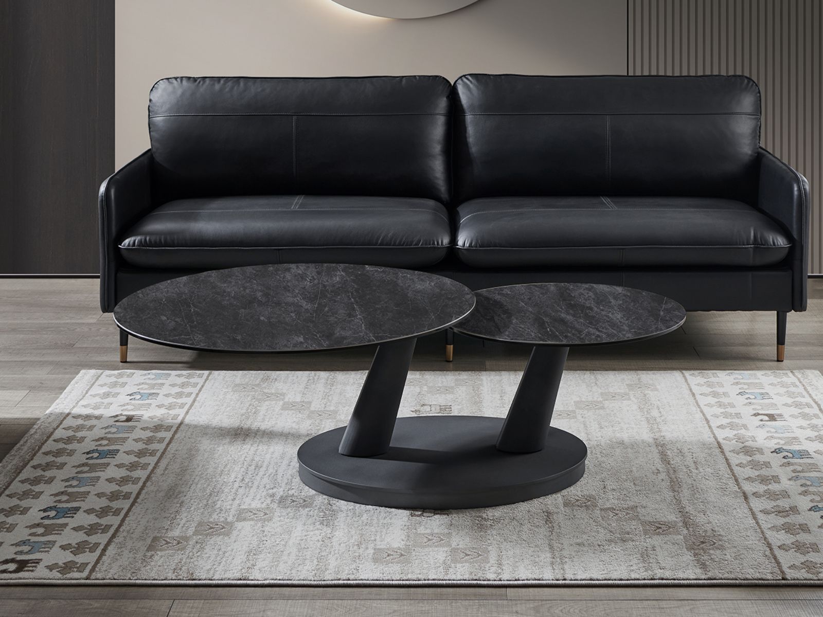 Table basse rotative SAPPE pierre gris foncé