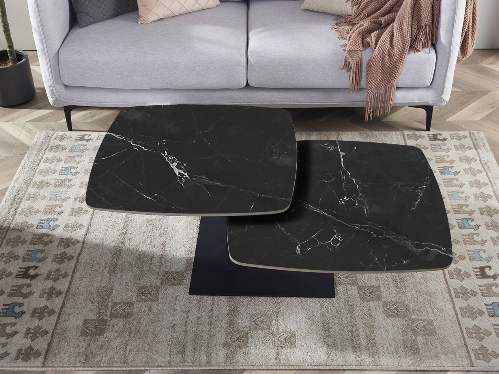 Table basse rotative SENNA pierre noir