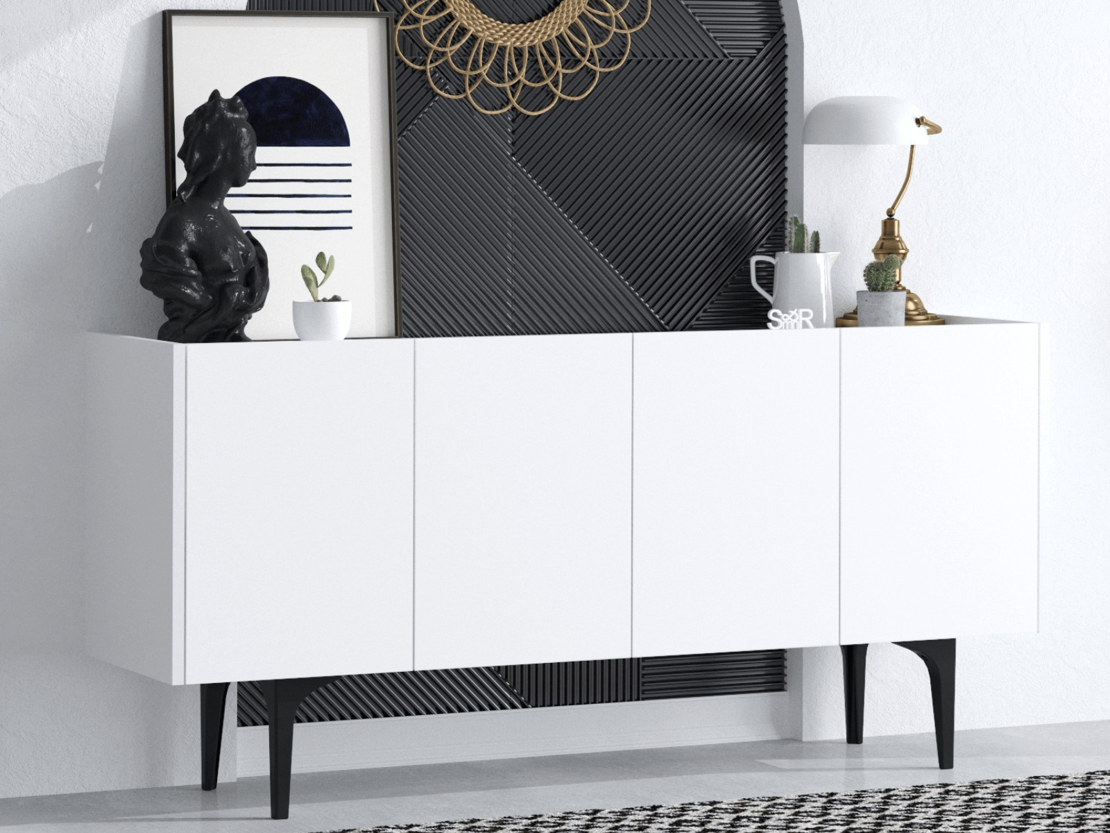 Buffet/bahut PALLY 4 portes blanc