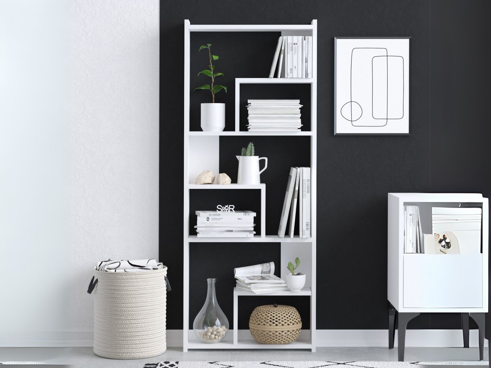 Bibliothèque PRINZIDEN 60 cm blanc