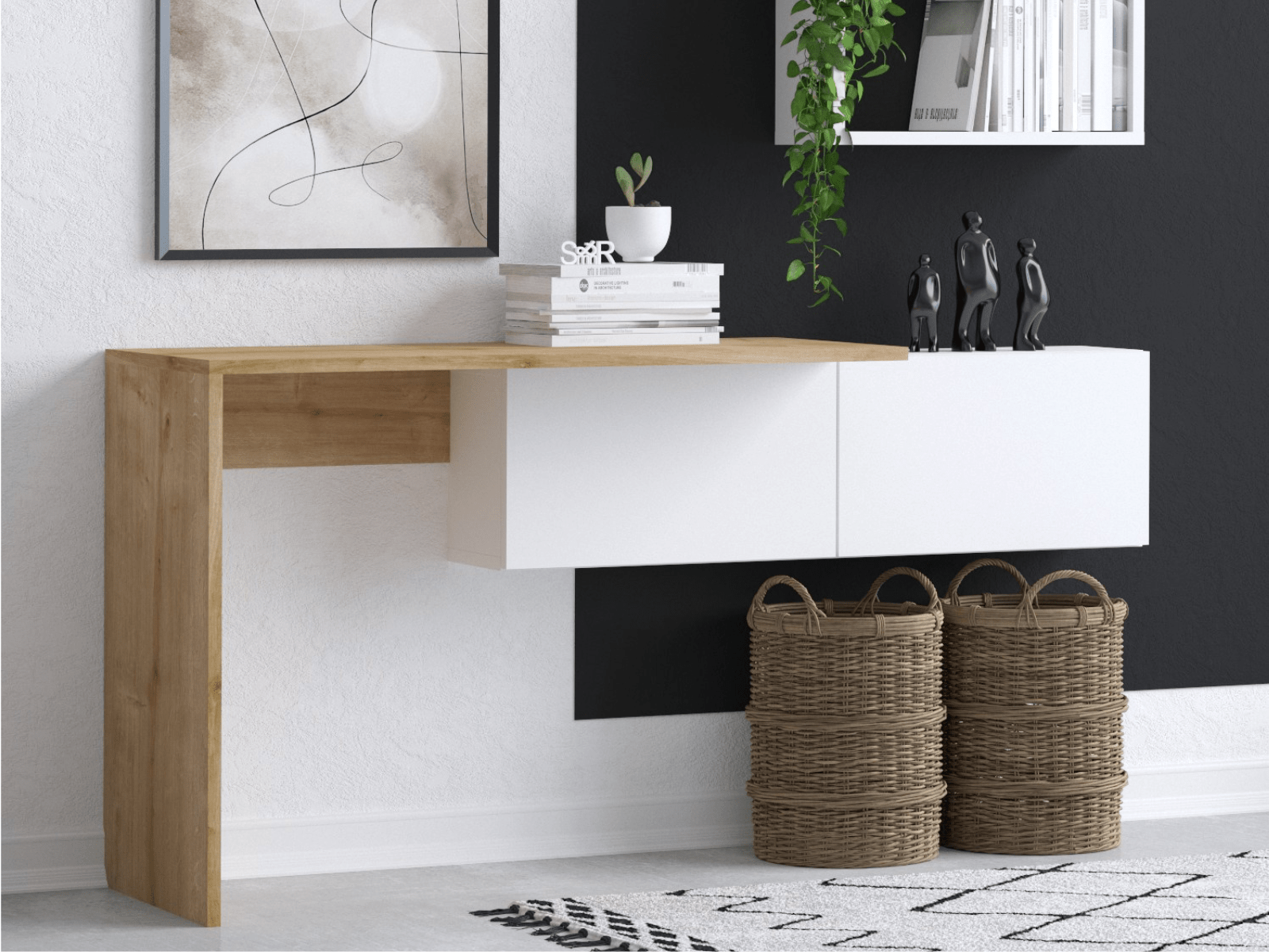 Bureau TIFFANY 145 cm 2 portes brun/chêne