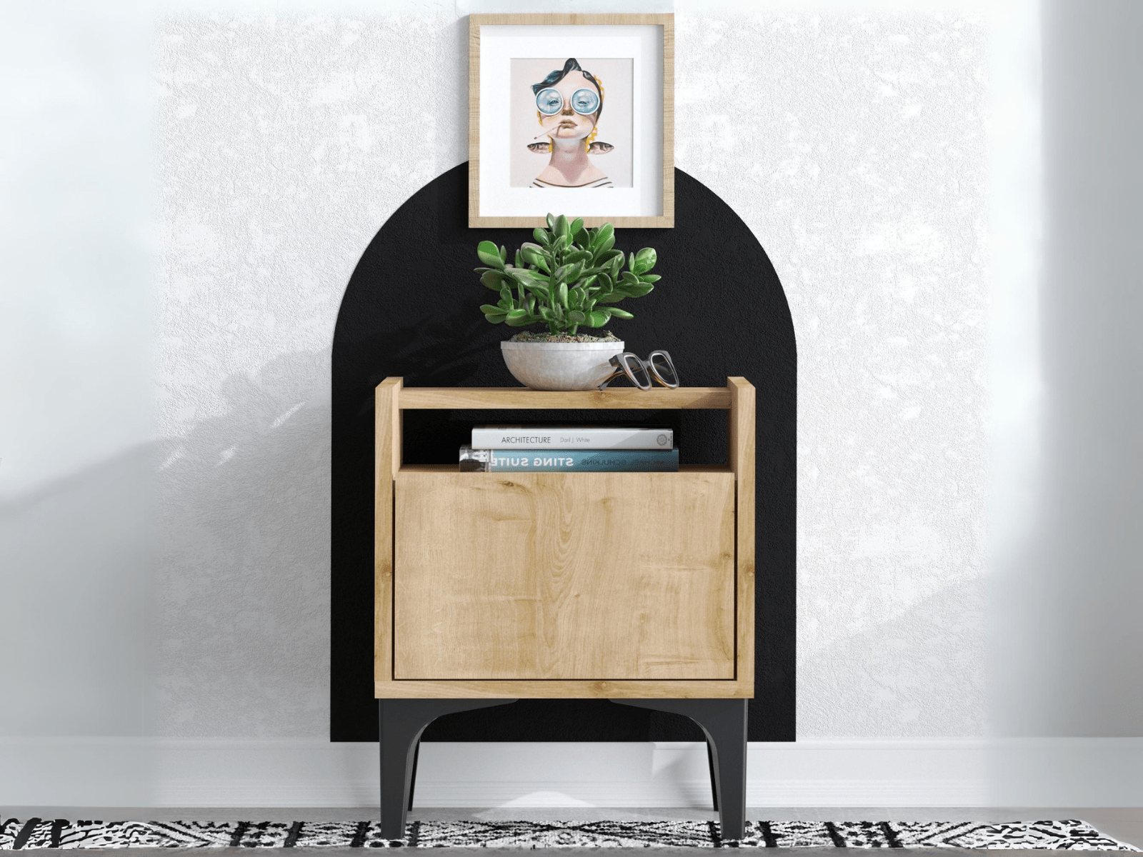 Table de chevet ZIZOU 1 porte chêne saphire