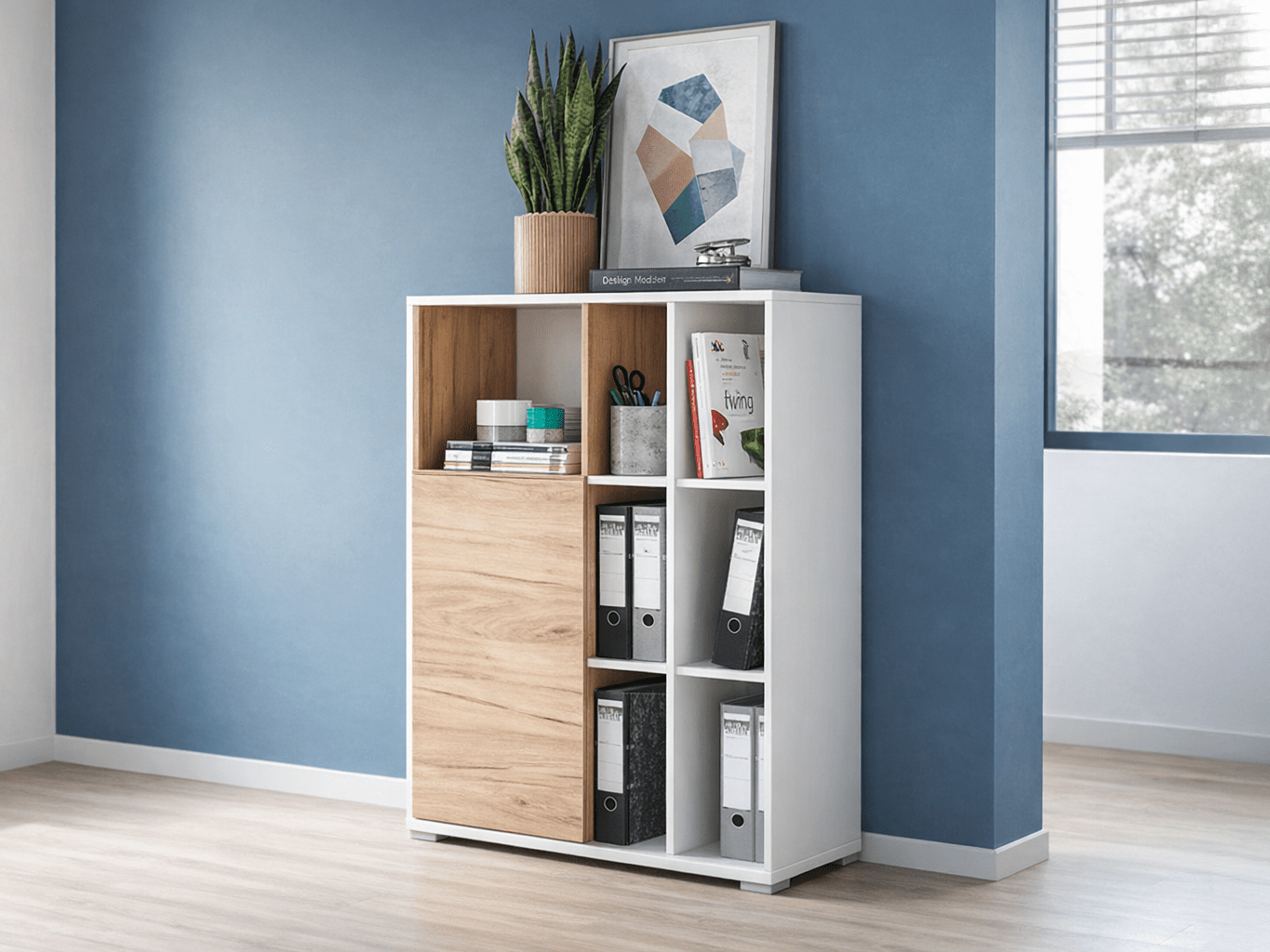 Armoire LISBONNE 1 porte blanc/chêne navarra