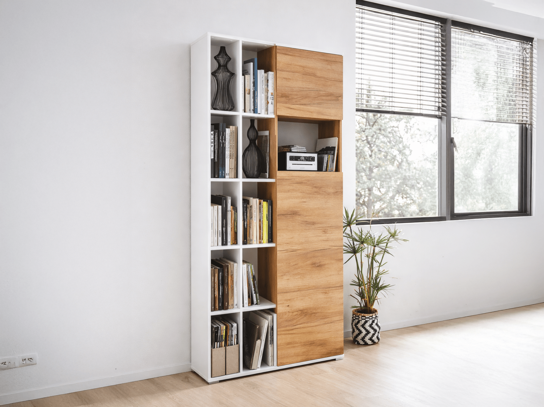 Armoire LISBONNE 2 portes blanc/chêne navarra