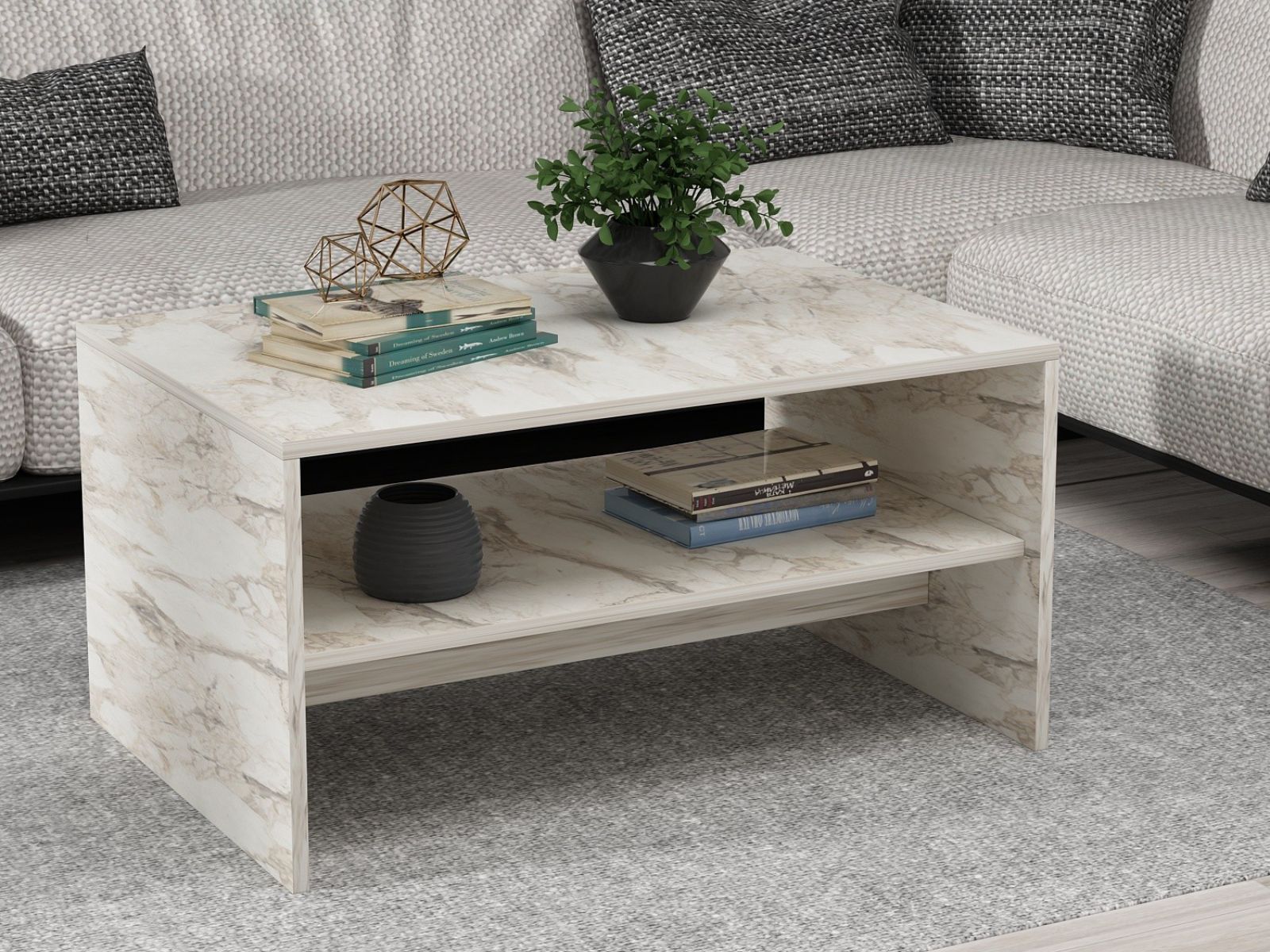 Table basse APOLLO 90 cm marbre blanc