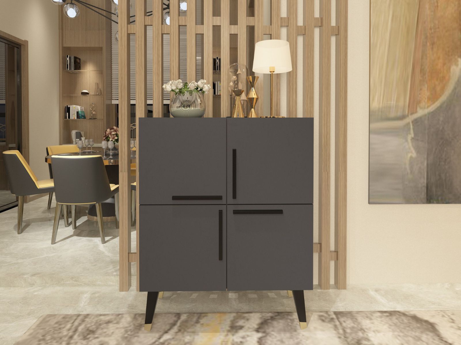 Commode MAQUERO 4 portes anthracite