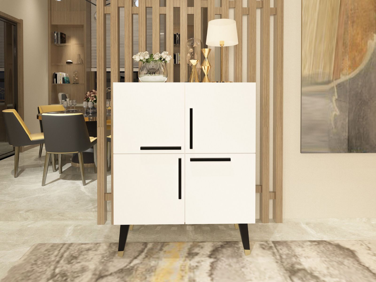 Commode MAQUERO 4 portes blanc