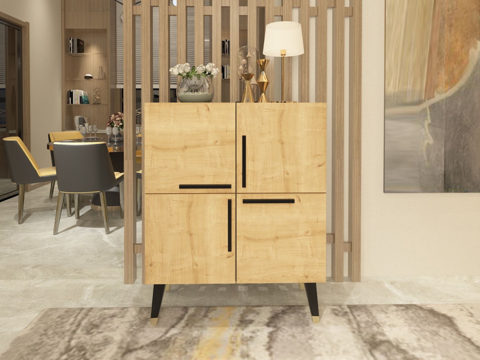 Commode MAQUERO 4 portes chêne saphire