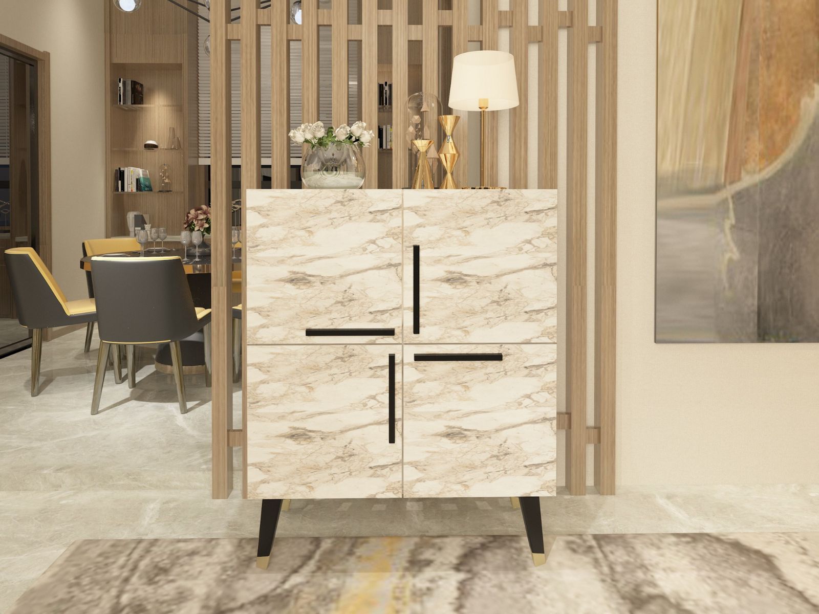 Commode MAQUERO 4 portes marbre