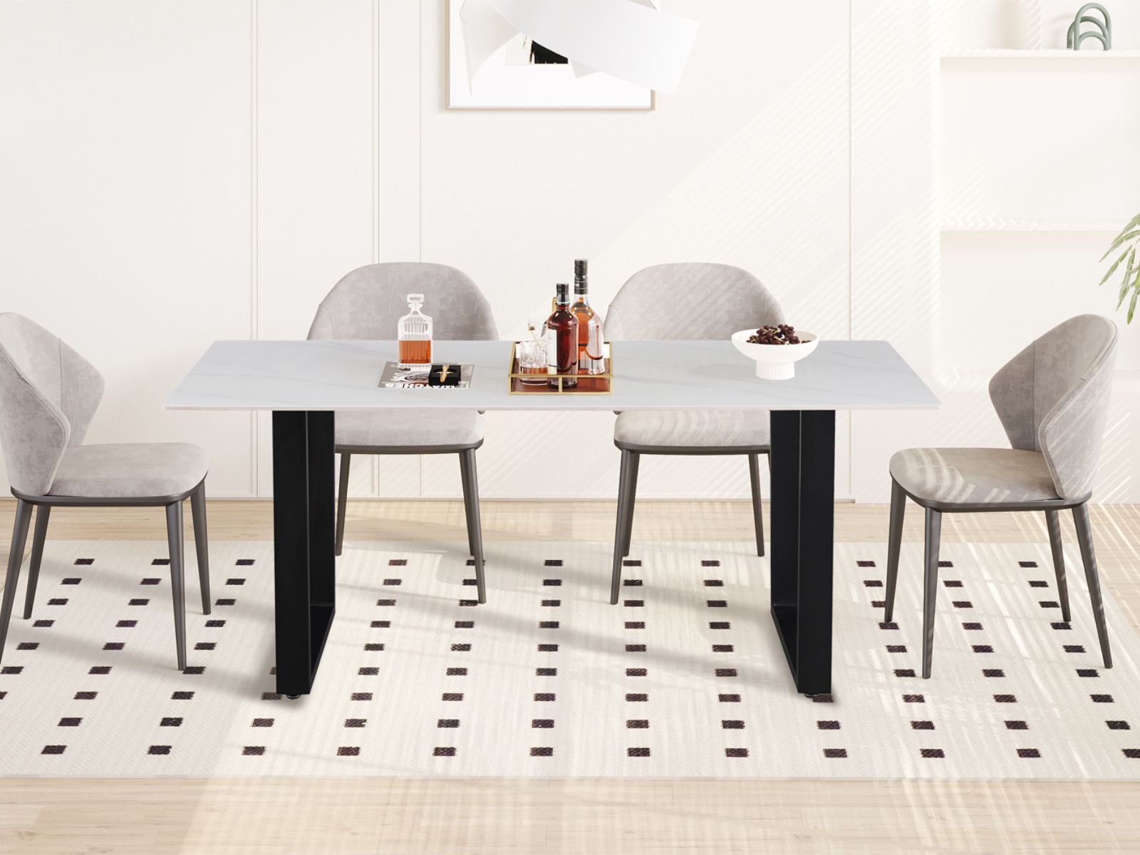 Table repas PUEDO 180 cm marbre blanc