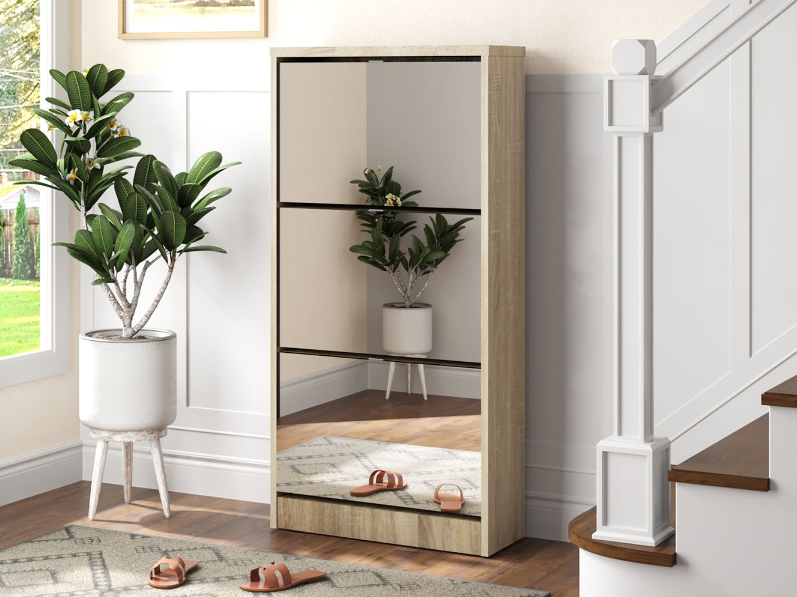 Meuble à chaussures MATSORIS 3 portes chêne sonoma