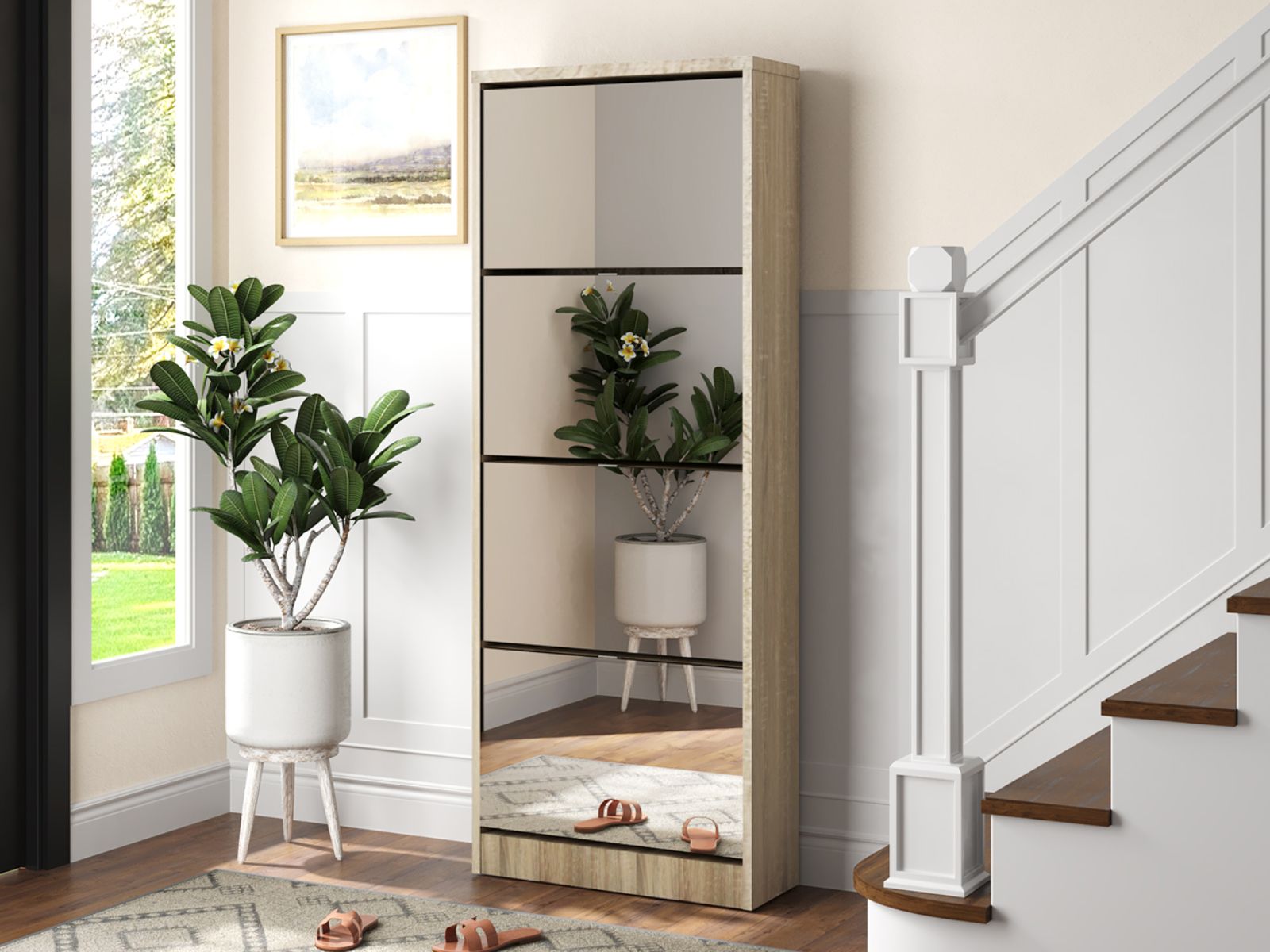 Meuble à chaussures MATSORIS 4 portes chêne sonoma