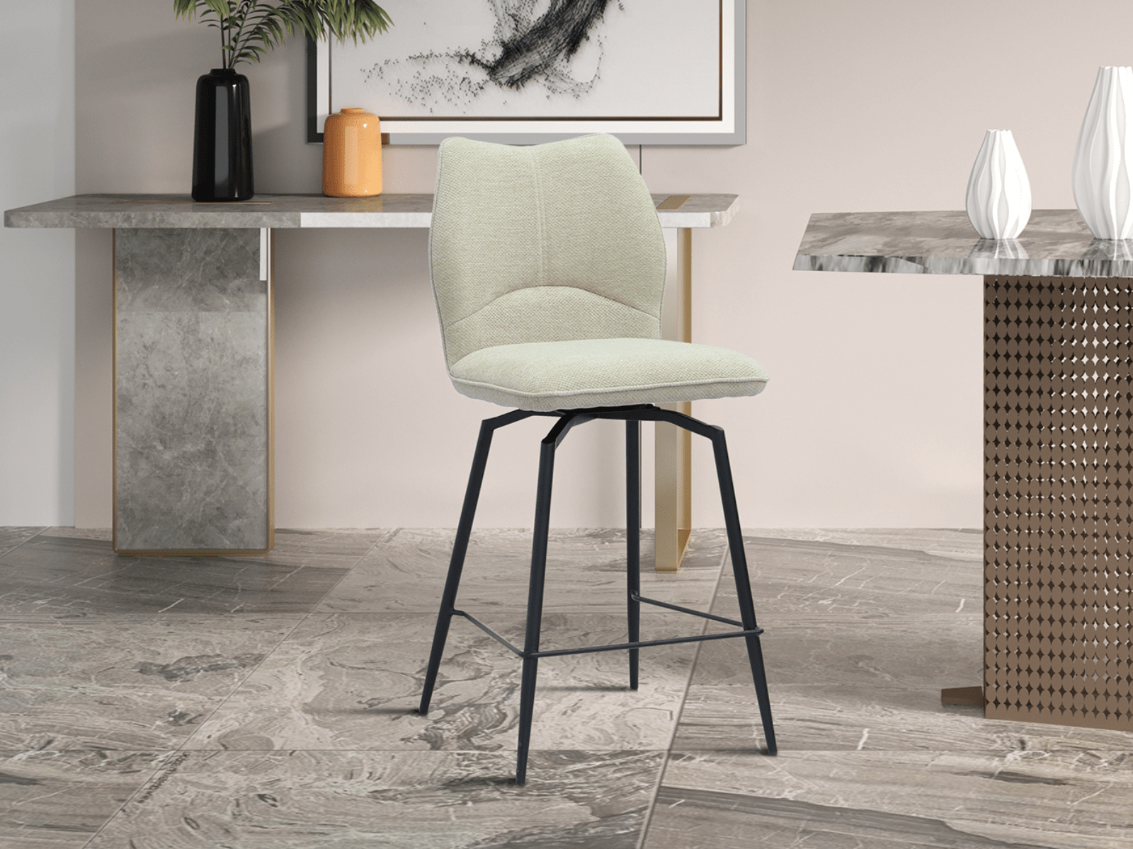 Tabouret de bar LIORA écru