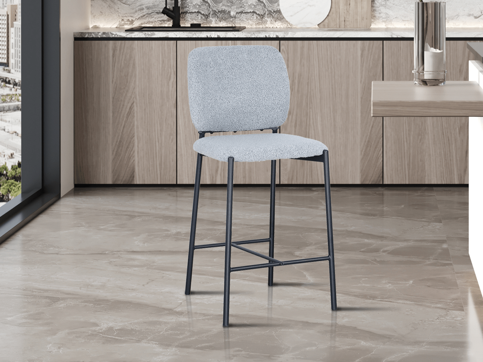 Tabouret de bar ORELIA gris clair