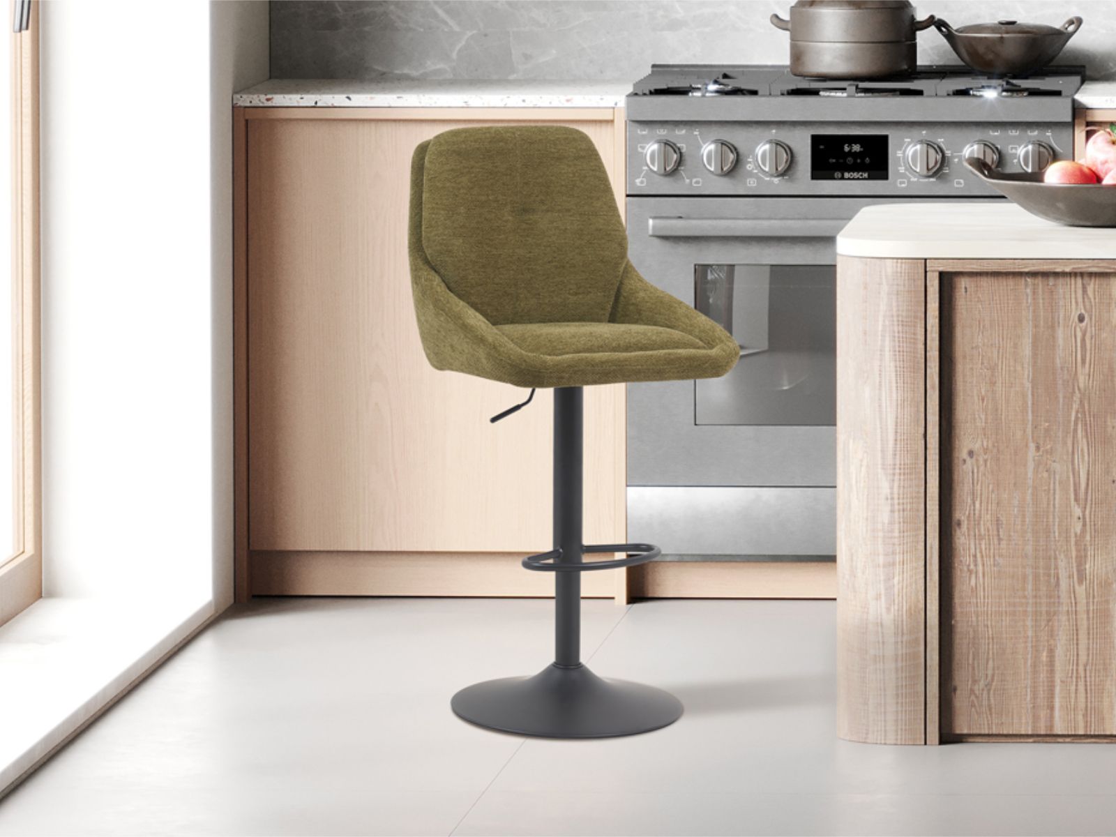 Tabouret de bar SNIPER 64 > 85 cm tissu vert