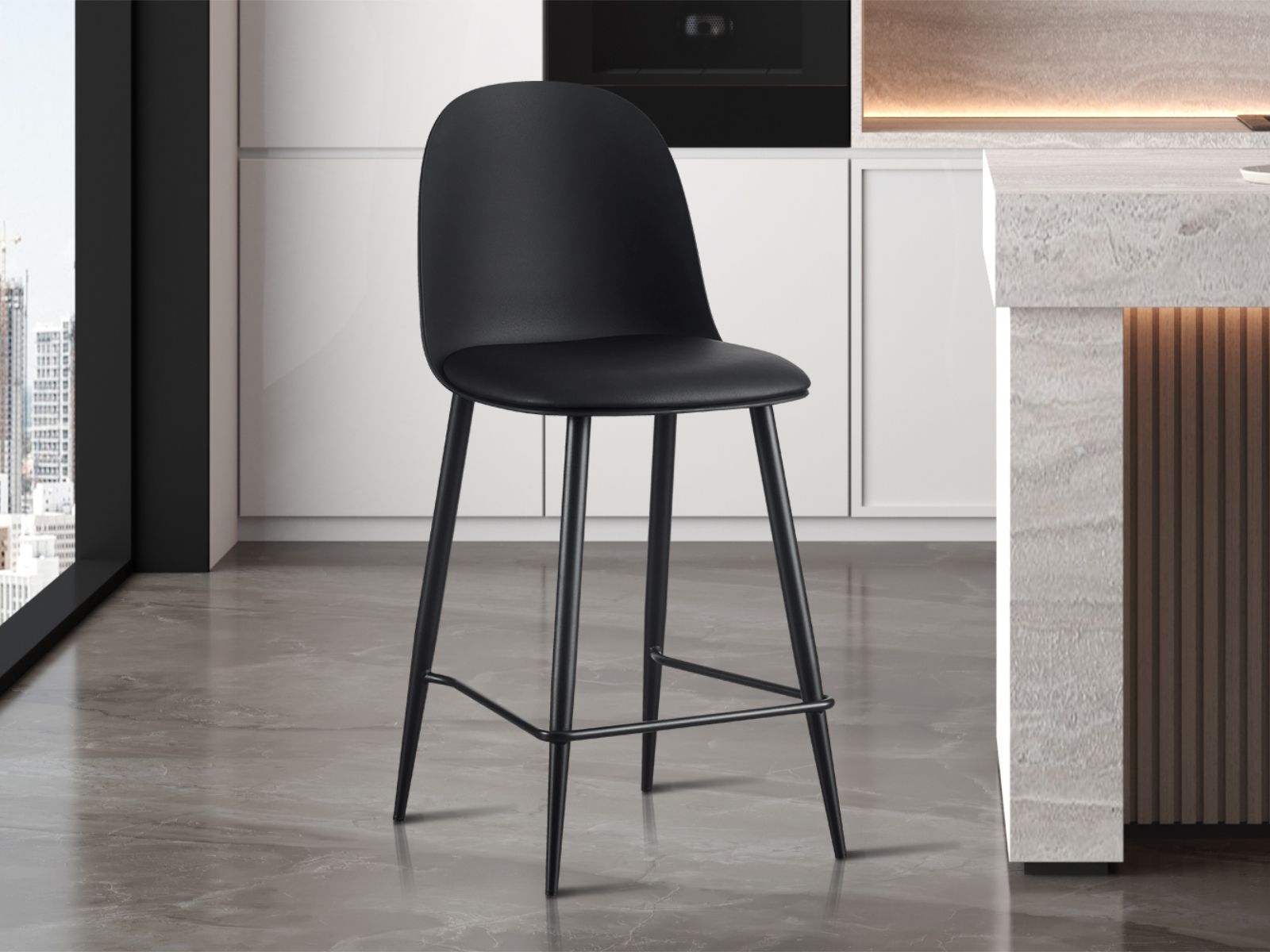 Tabouret de bar MINNA noir