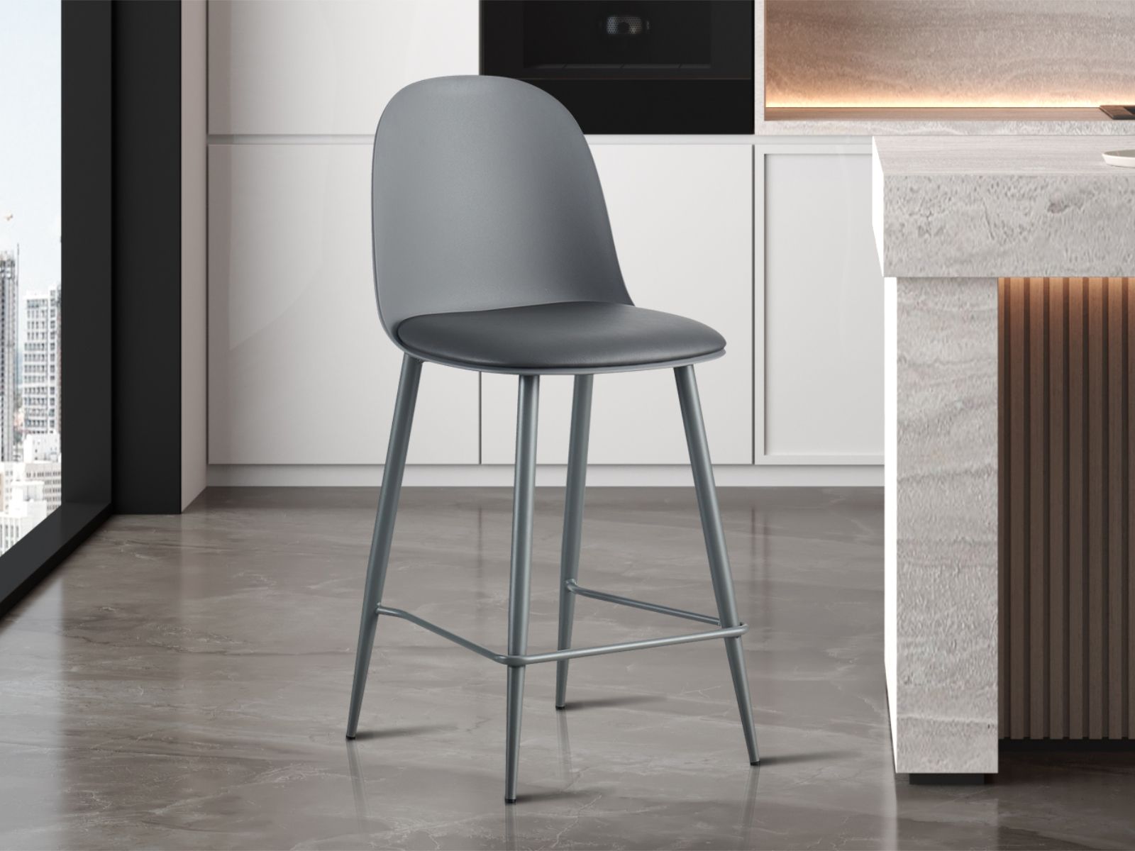 Tabouret de bar MINNA gris