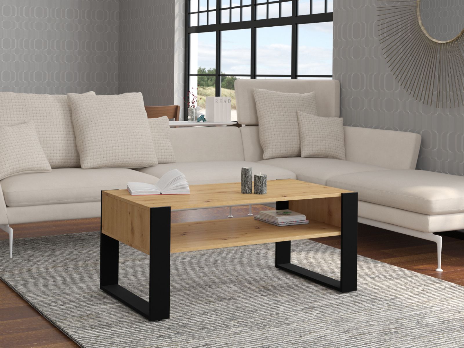 Table basse NAKUMI 110 cm chêne artisan
