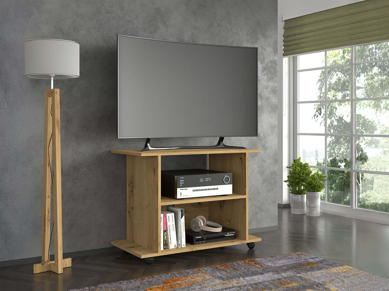 Meuble tv-hifi YOSHI 80 cm chêne artisan