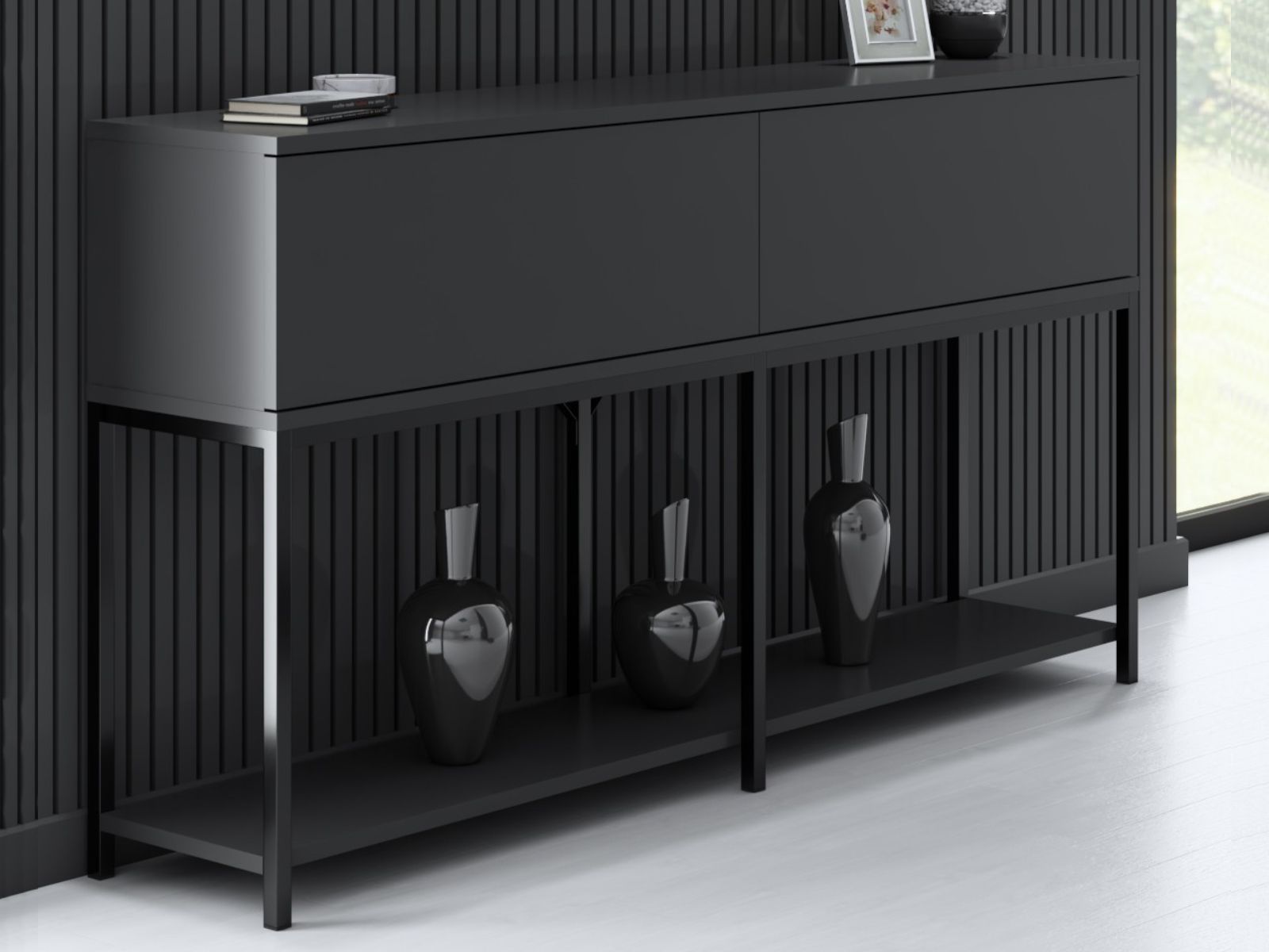 Console LODINO 150 cm anthracite/noir