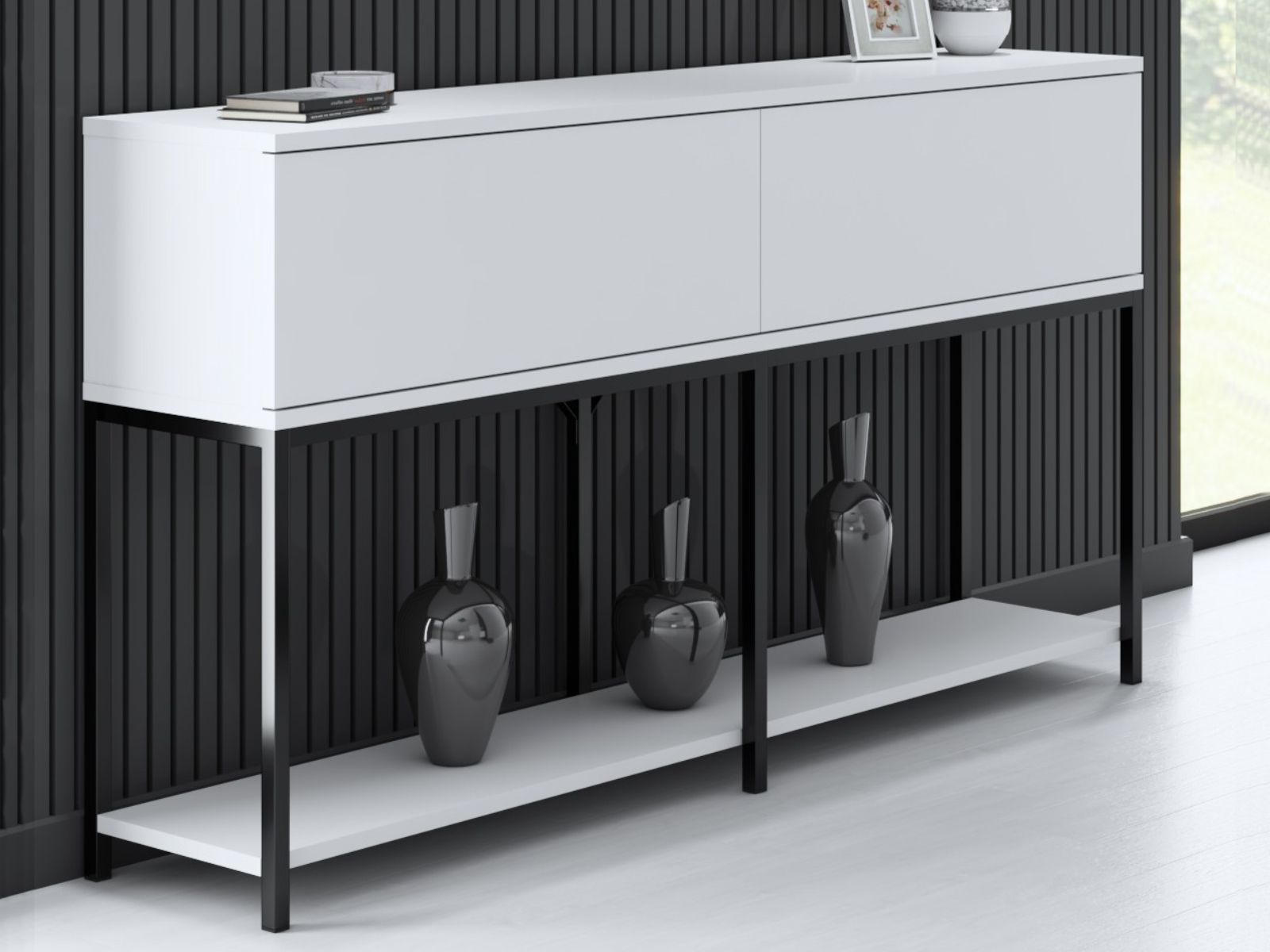 Console LODINO 150 cm noir/blanc