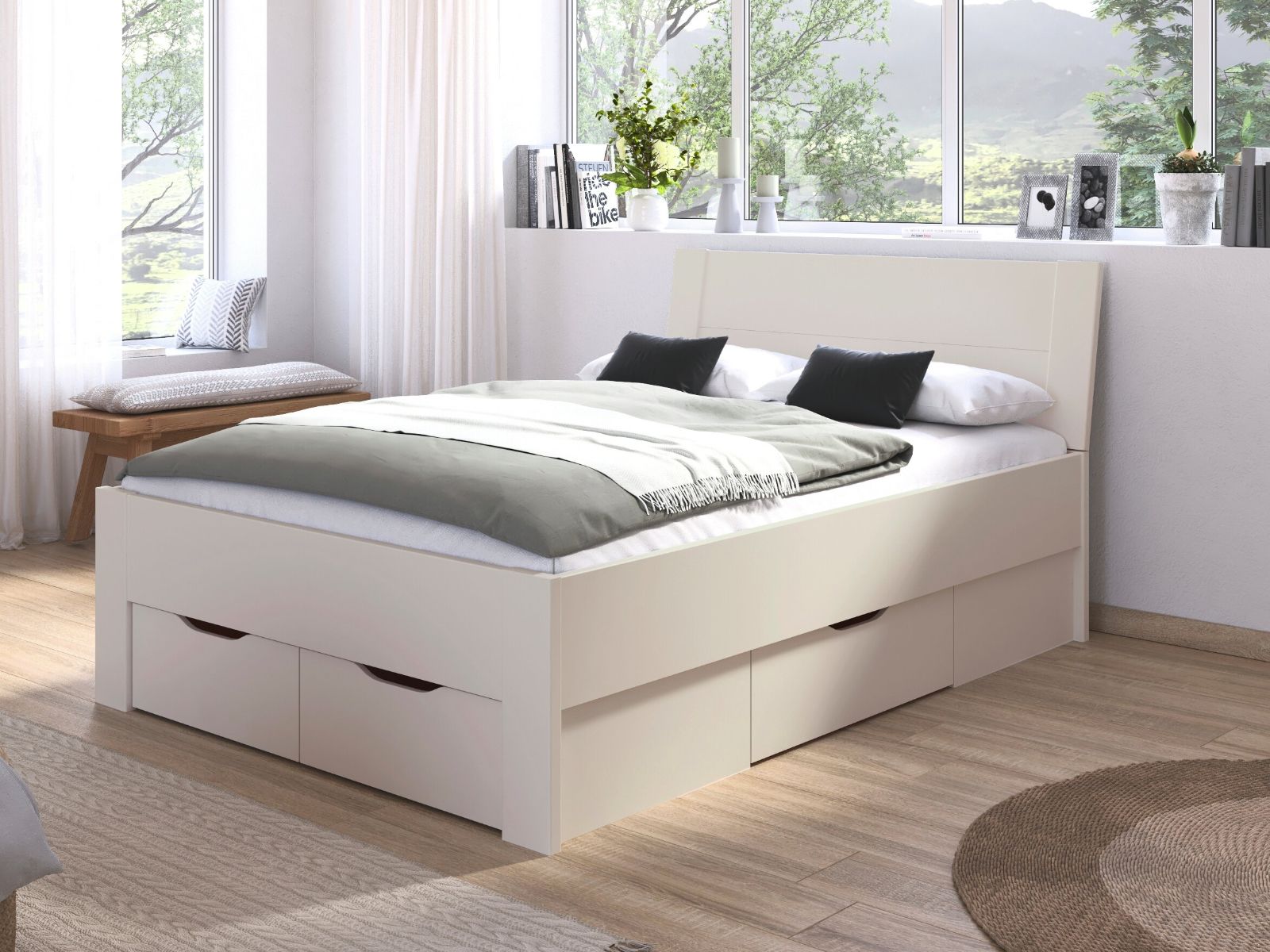 Lit LANDER 180x200 cm cachemire avec tiroirs