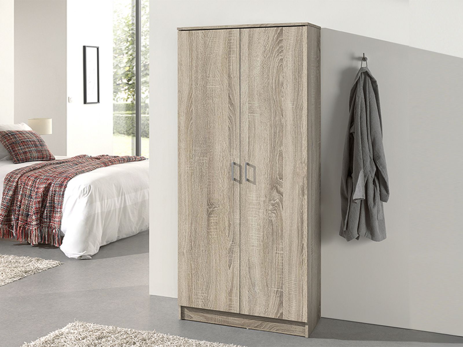 Armoire RAYMOON 2 portes 80 cm (lingère) sonoma