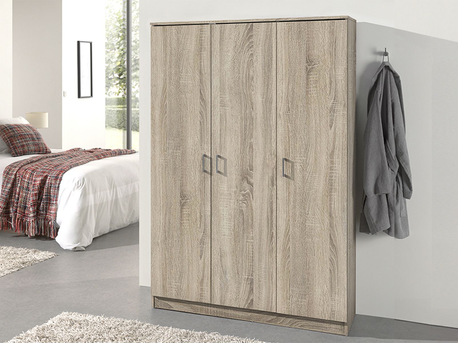 Armoire RAYMOON 3 portes 120 cm (lingère) sonoma