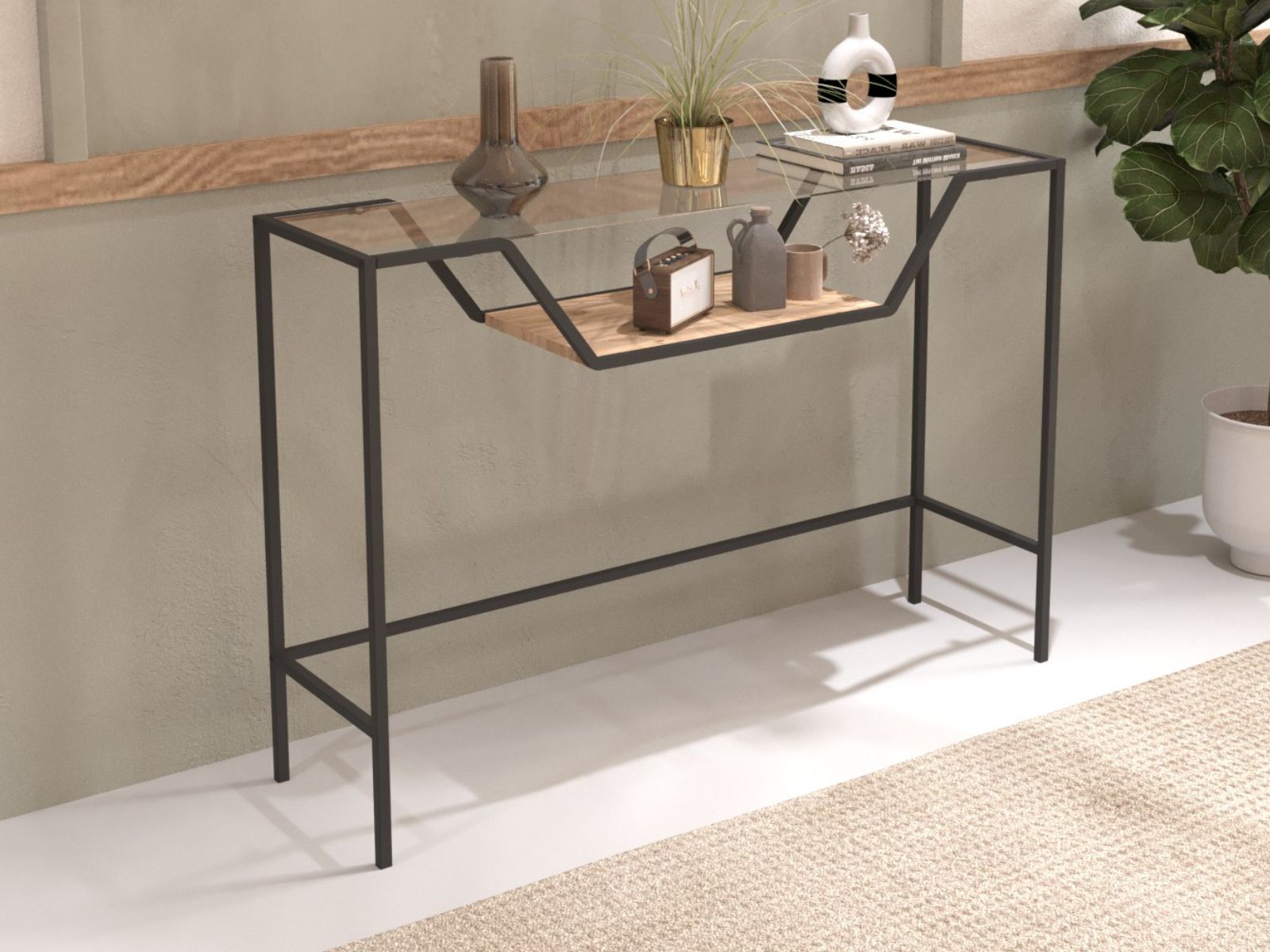 Console LAILA 100 cm chêne/noir