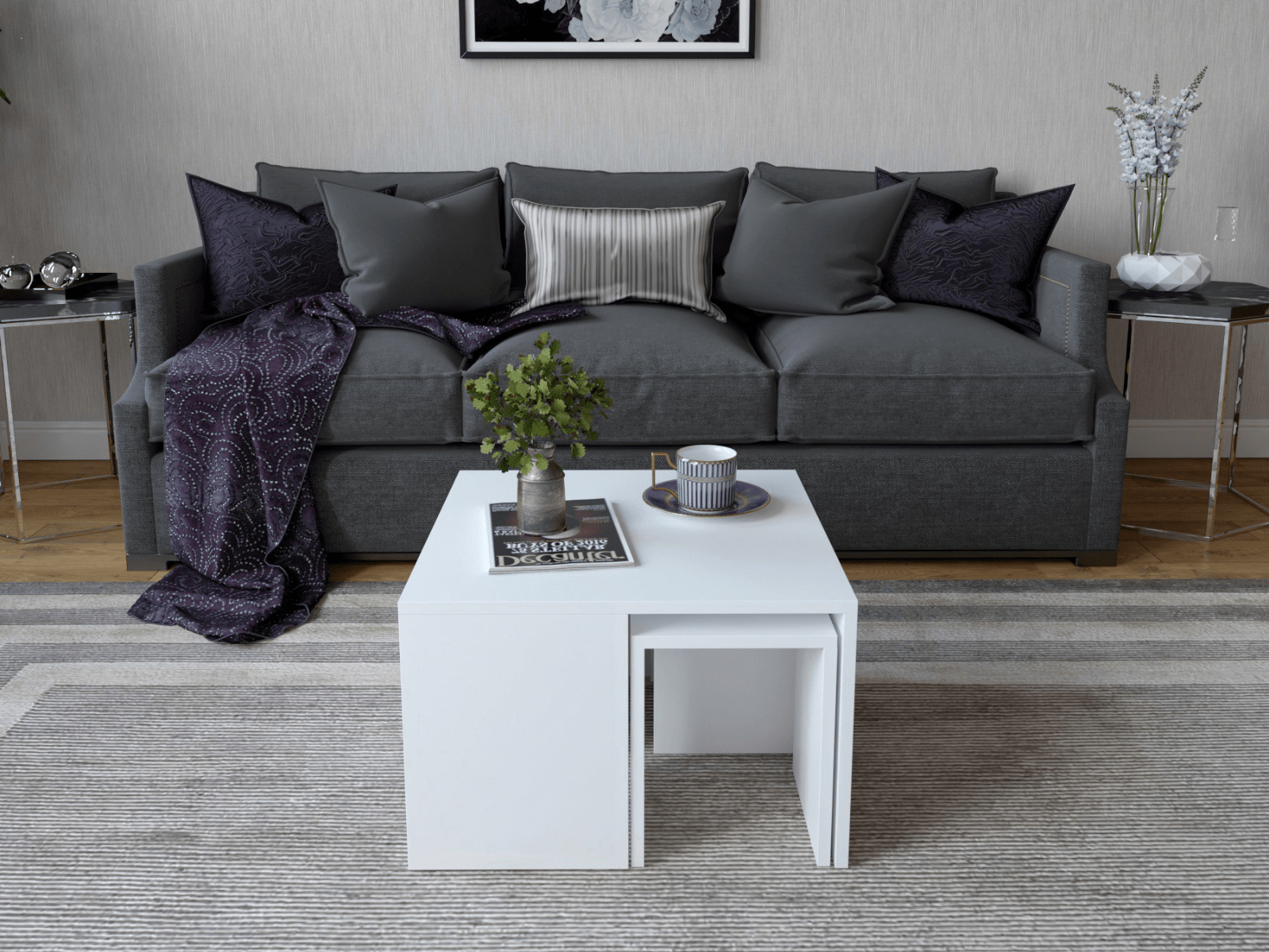 Table basse ORTENSIA 60x60 cm blanc